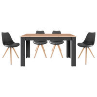 Tischgruppe KIRA anthrazit Eiche schwarz B/H/T: ca. 140x75x80 cm KIRA - Eiche/schwarz (140,00/75,00/80,00cm) - byLIVING