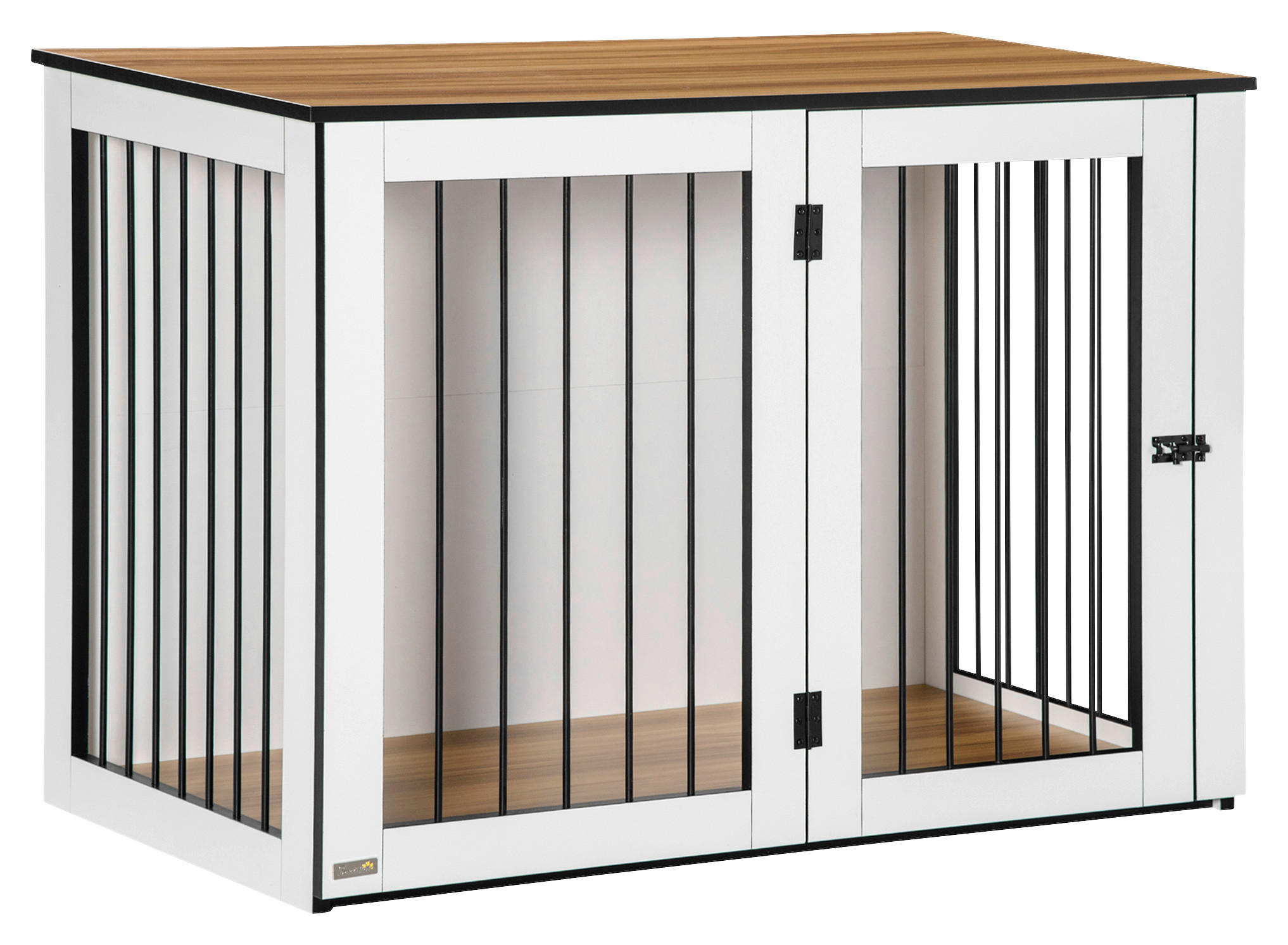 PawHut Hundekäfig weiß Spanplatte B/H/L: ca. 60x76x106 cm Hundekäfig - weiß/walnuss (106,00/60,00/76,00cm) - PawHut