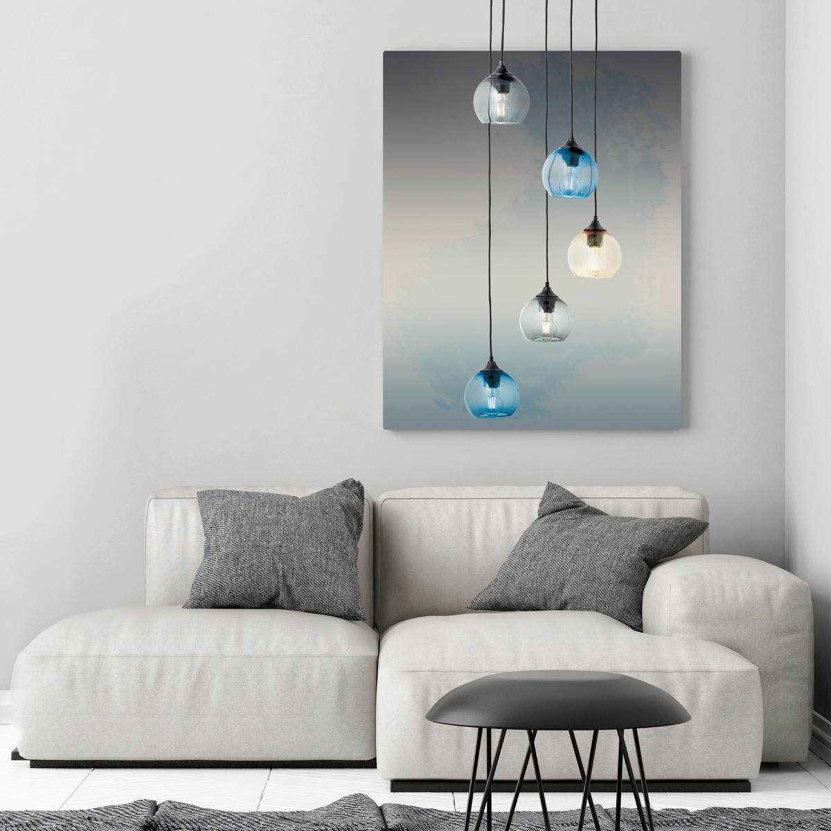 Brilliant Pendelleuchte bunt Glas Metall B/H/T/D: ca. 50x150x50x50 cm 5.0 Brennstellen Pendelleuchte Amiri 99415/72 - bunt (50,00/150,00/50,00cm) - Brilliant