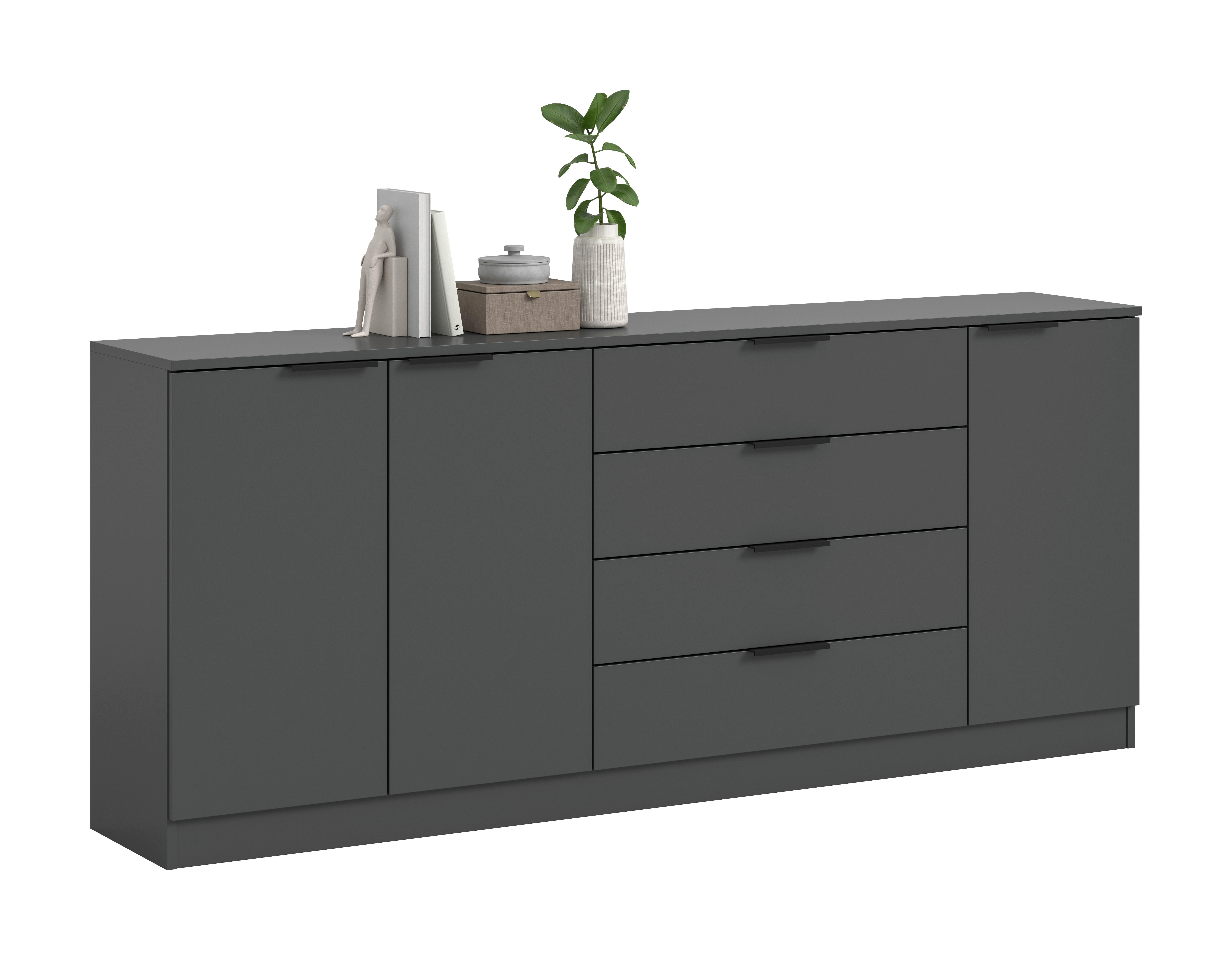 Kommode KOPENHAGEN anthrazit B/H/T: ca. 185x79x35 cm KOPENHAGEN - anthrazit (185,00/79,00/35,00cm) - xonox.home