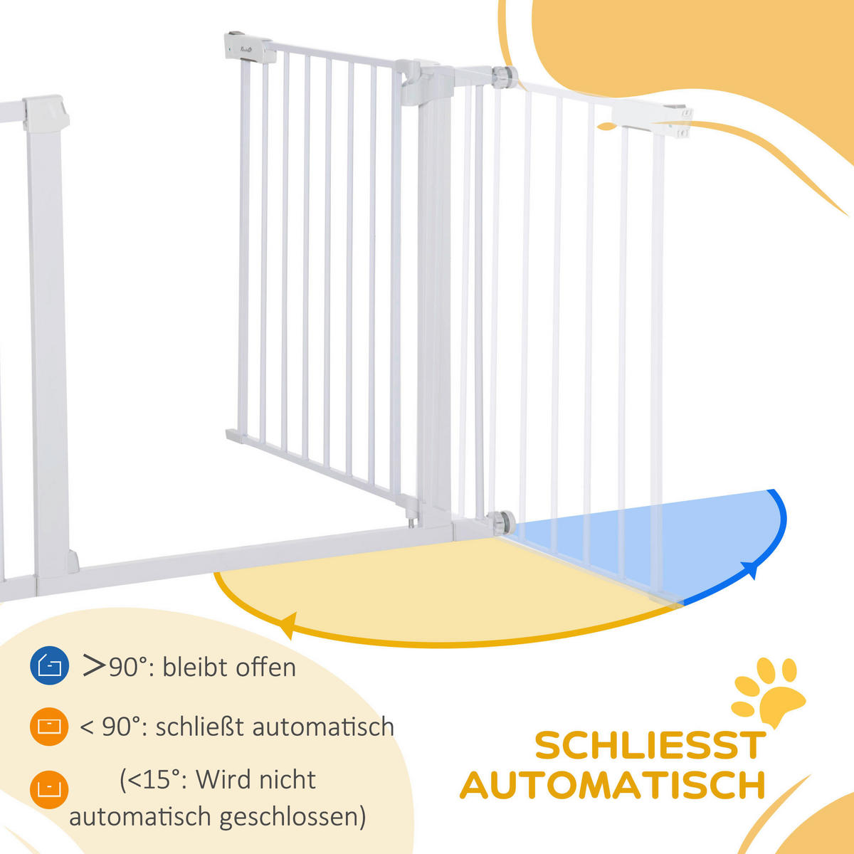 PawHut Schutzgitter weiß Edelstahl B/H/L: ca. 5x96x76 cm Türschutzgitter - weiß (76,00/5,00/96,00cm) - PawHut