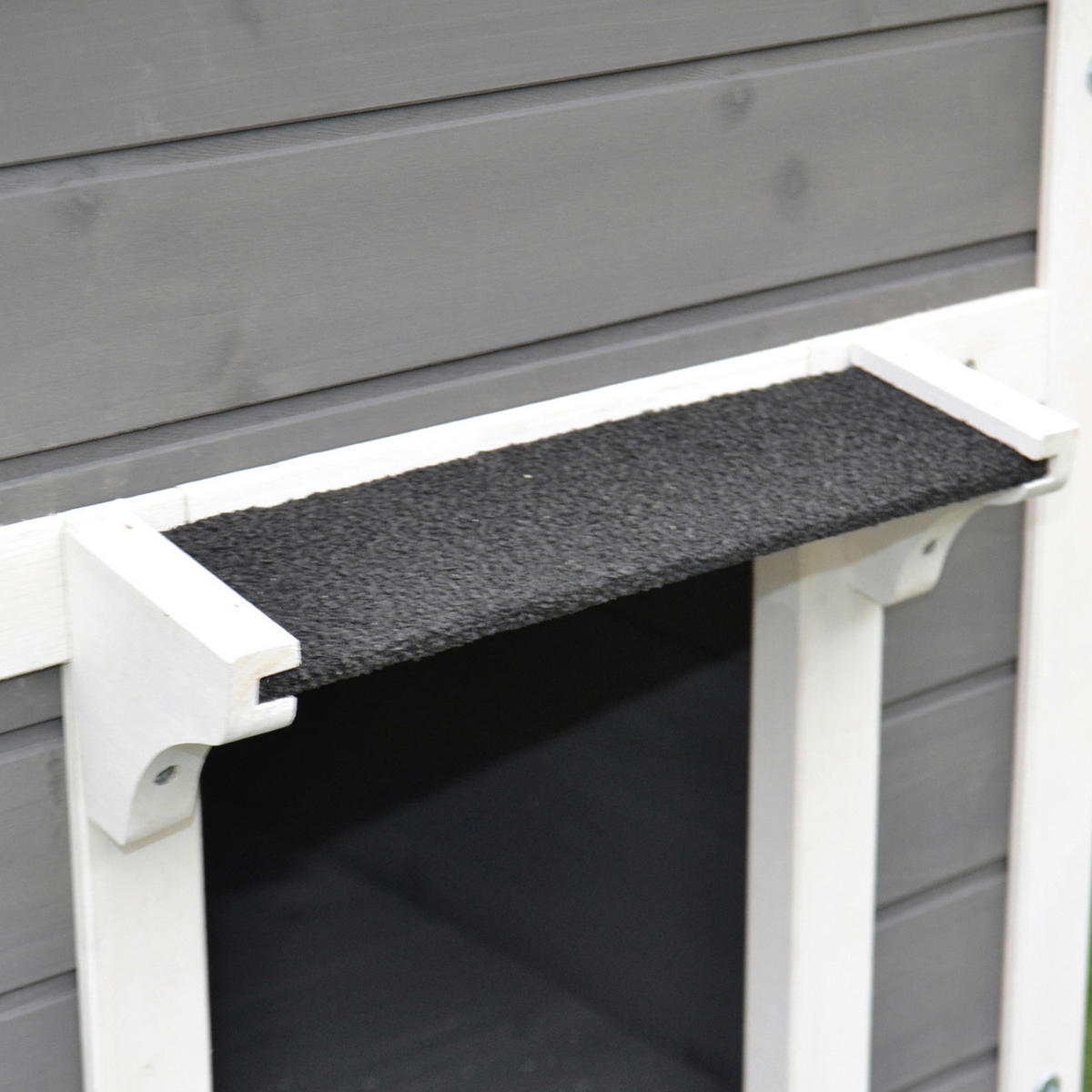 PawHut Katzenhaus grau Holz B/H/L: ca. 67x75x115 cm Katzenhaus - weiß/grau (115,00/67,00/75,00cm) - PawHut