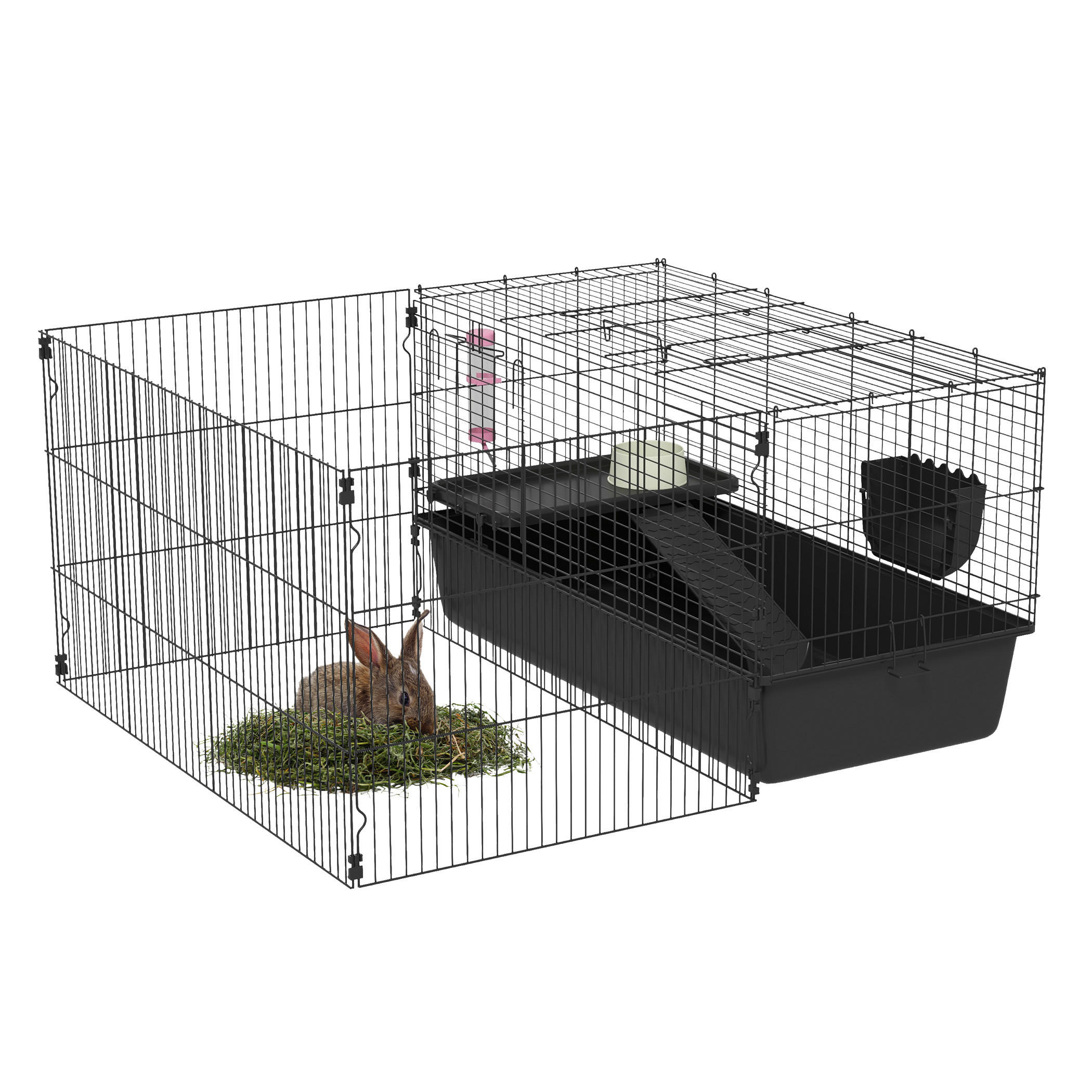 PawHut Kleintierkäfig schwarz Stahl B/H/L: ca. 99x54x112,5 cm Kleintierkäfig - schwarz (112,50/99,00/54,00cm) - PawHut