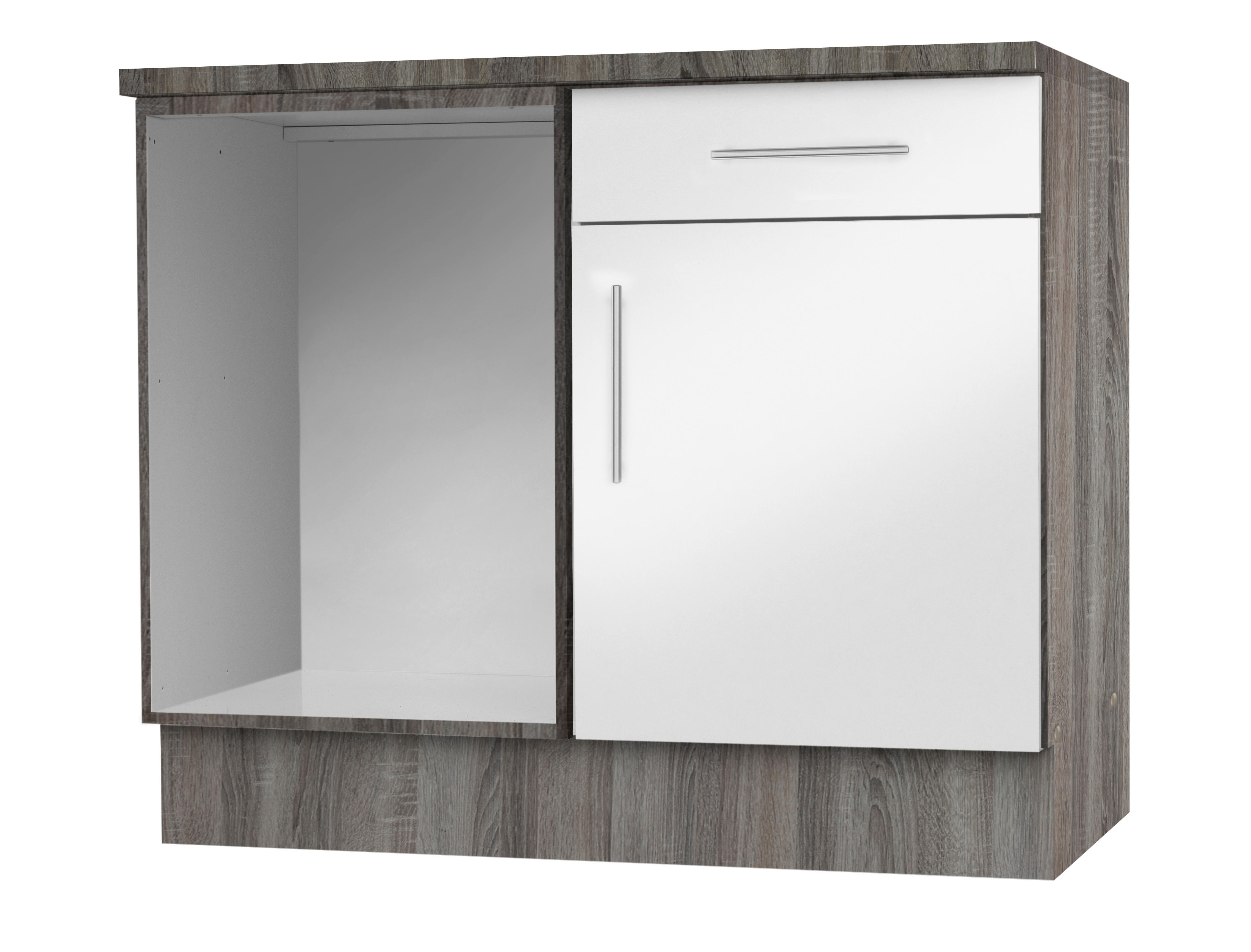 Eckunterschrank Judith weiß Hochglanz B/H/T: ca. 110x82x57 cm Judith - weiß/silber (110,00/82,00/57,00cm)