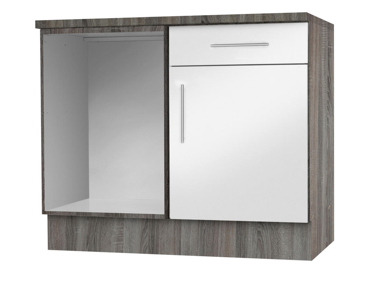 Eckunterschrank Judith weiß Hochglanz B/H/T: ca. 110x82x57 cm Judith - weiß/silber (110,00/82,00/57,00cm) - Menke