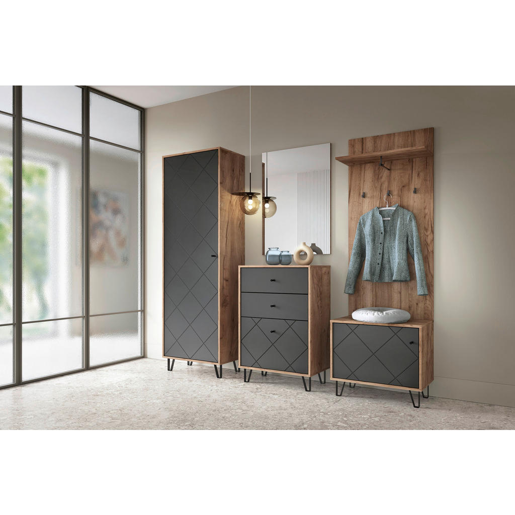 Thumbnail - Kommode BILBAO Eiche Tabak Nachbildung anthrazit B/H/T: ca. 63,4x95,5x40 cm