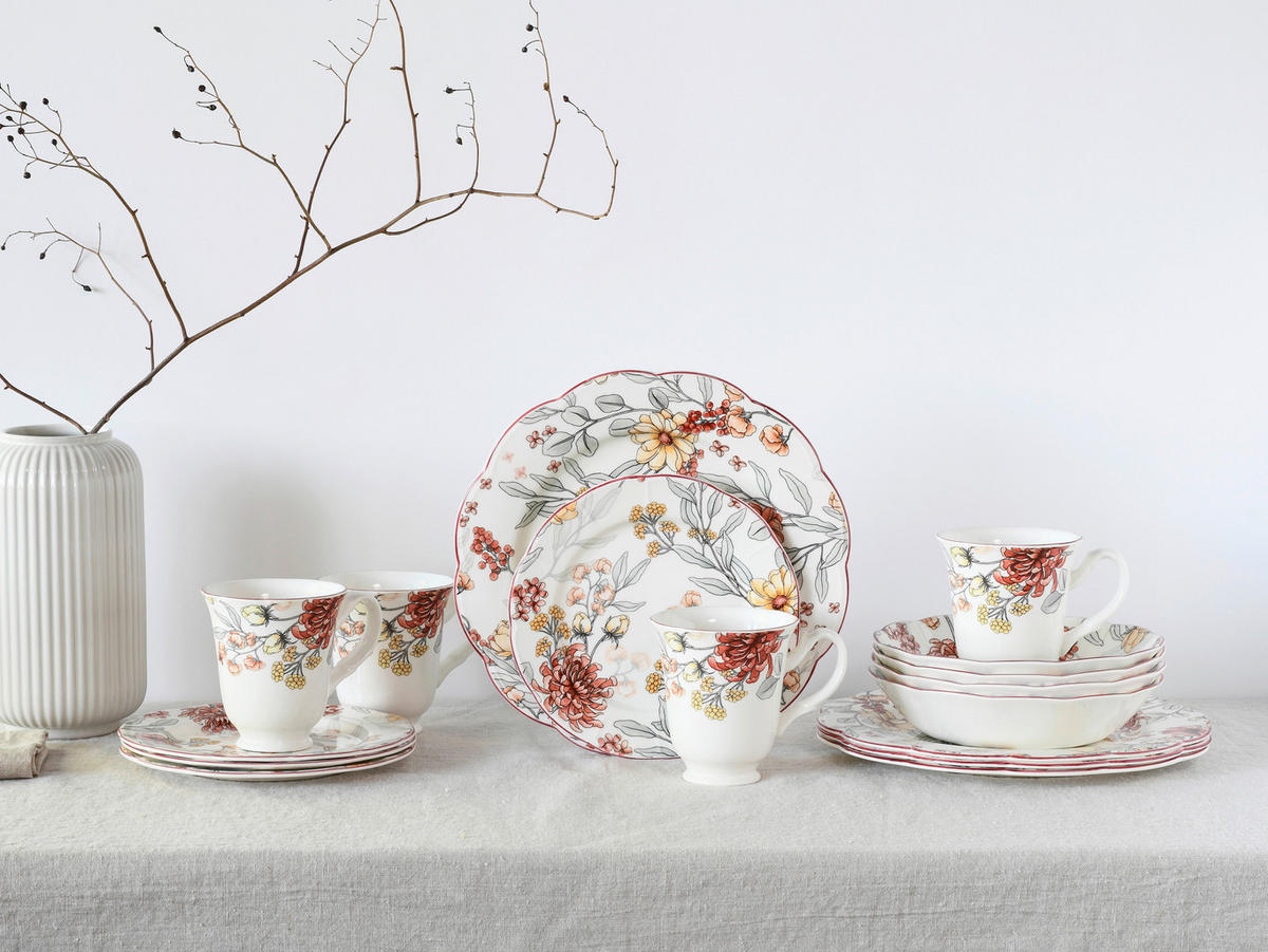 CreaTable Kombiservice Fiore bunt Steingut 16 tlg. Fiore - bunt - CreaTable
