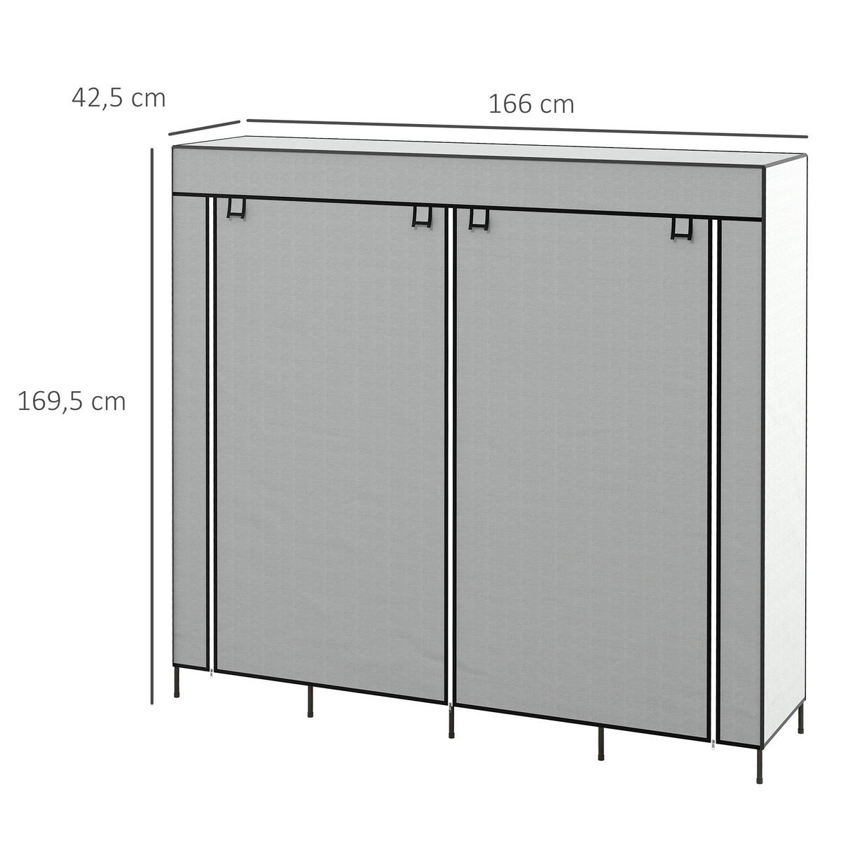 HOMCOM Kleiderschrank dunkelgrau Polypropylen B/H/L: ca. 42,5x166x169,5 cm Stoffschrank - dunkelgrau (169,50/42,50/166,00cm) - HOMCOM
