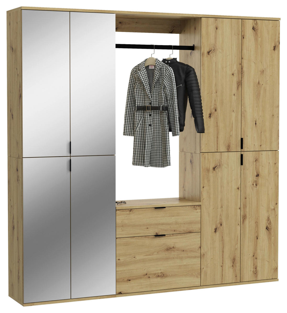 Garderobe PROJEKT Eiche Artisan Nachbildung Spiegel B/H/T: ca. 183x193x34 cm PROJEKT - Eiche (183,00/193,00/34,00cm) - xonox.home