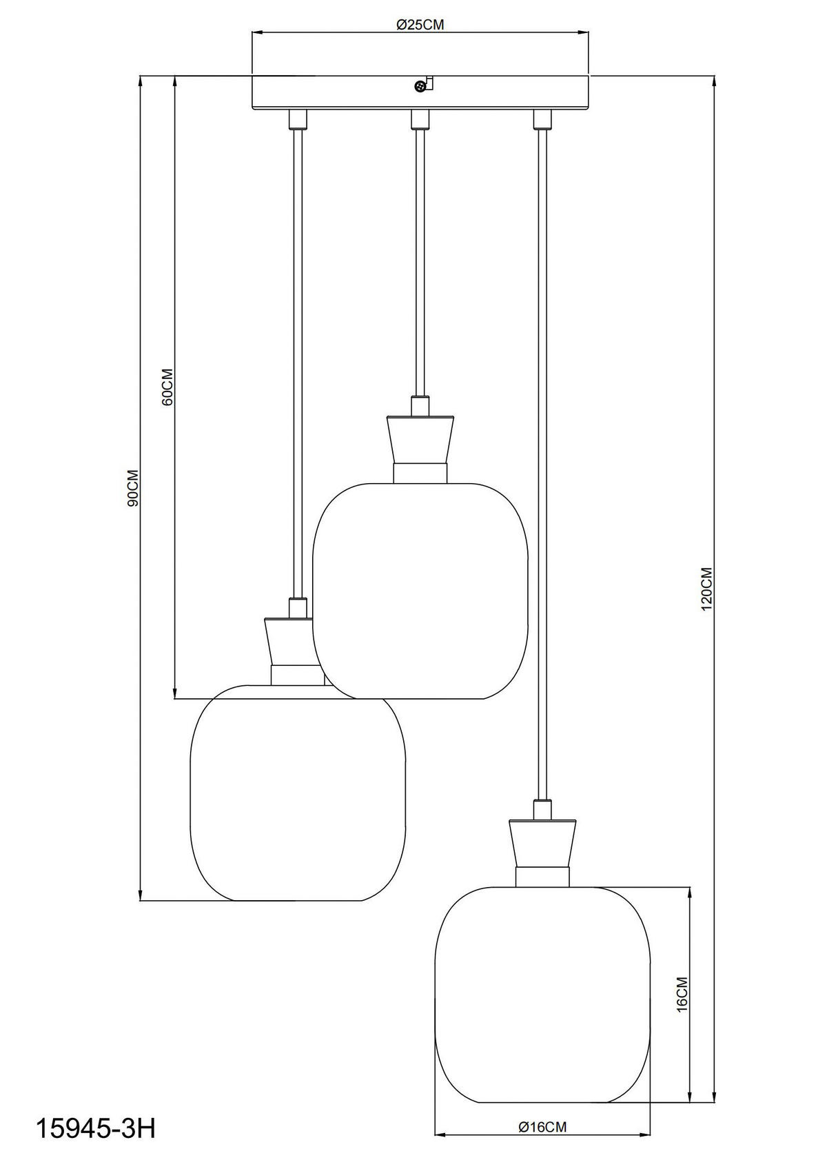 GLOBO Hängeleuchte schwarz Chrom Glas Metall B/H/L: ca. 21x37x37 cm E14 3 Brennstellen Hängeleuchte-Brokana - schwarz/Chrom (37,00/21,00/37,00cm) - GLOBO