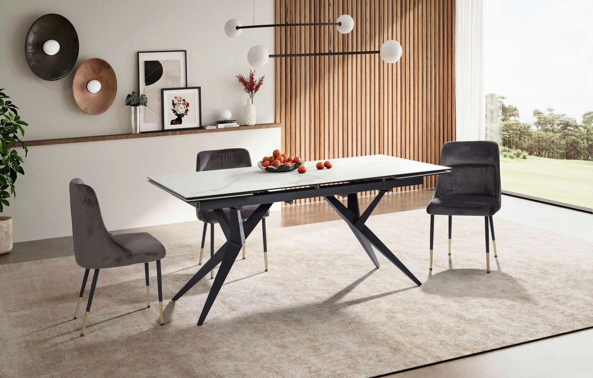 Esstisch weiß Marmor Optik B/H/T: ca. 180x76x95 cm Esszimmertisch - weiß (180,00/76,00/95,00cm) - Wohnling