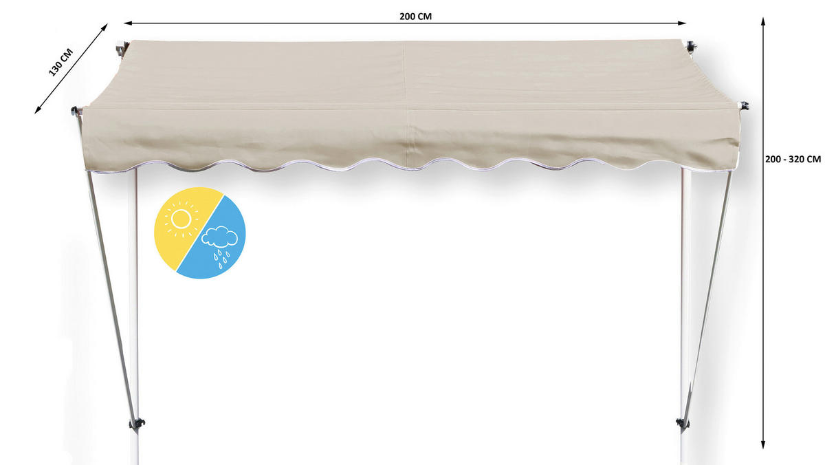 Klemm-Markise Ontario sandbeige B/L: ca. 205x130 cm Ontario - sandbeige (205,00/130,00cm) - Grasekamp