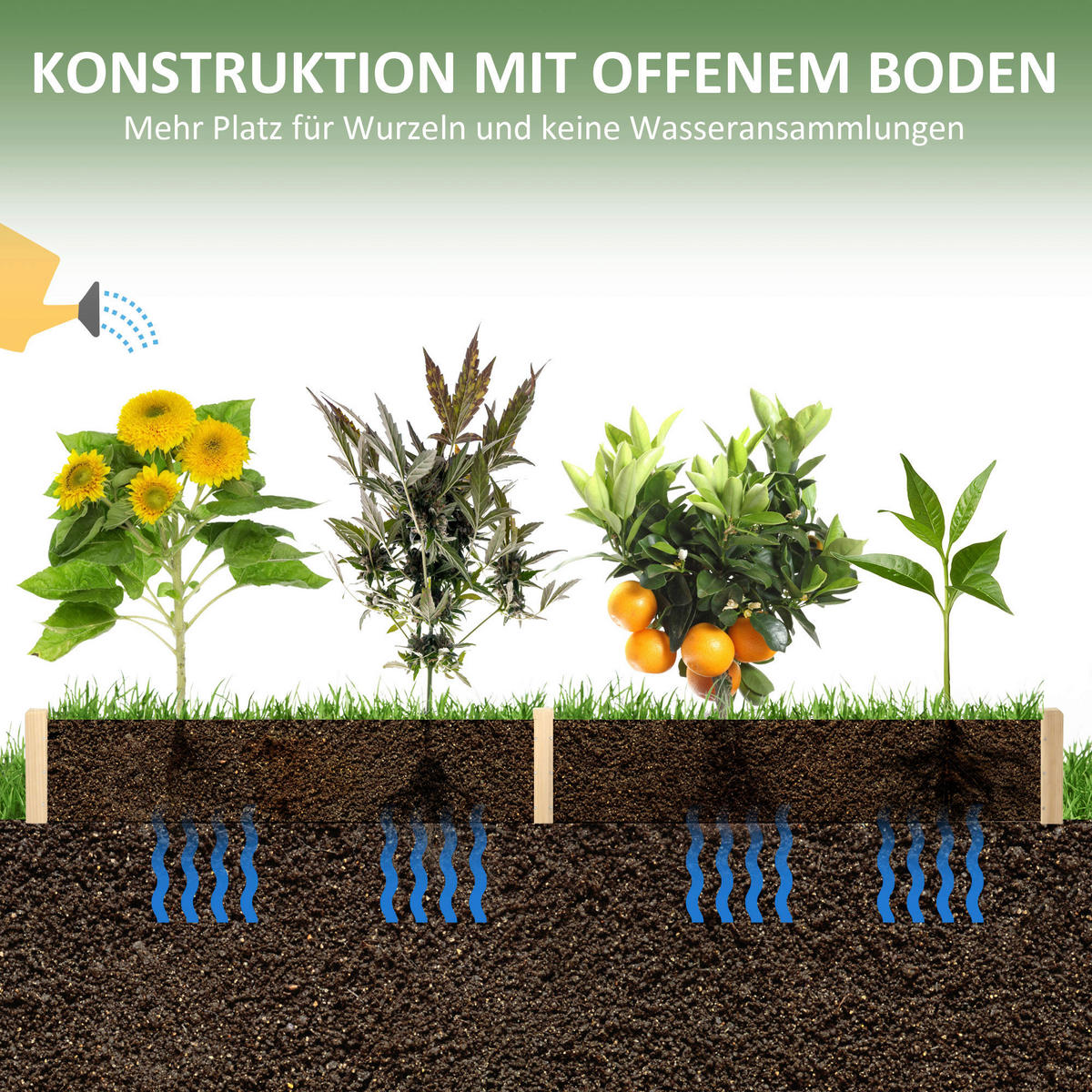 Outsunny Gartenbeet mit 2 Blumenkasten B/H/L: ca. 61,5x27x244 cm Gartenbeet_mit_2Blumenkasten - natur (244,00/61,50/27,00cm) - Outsunny