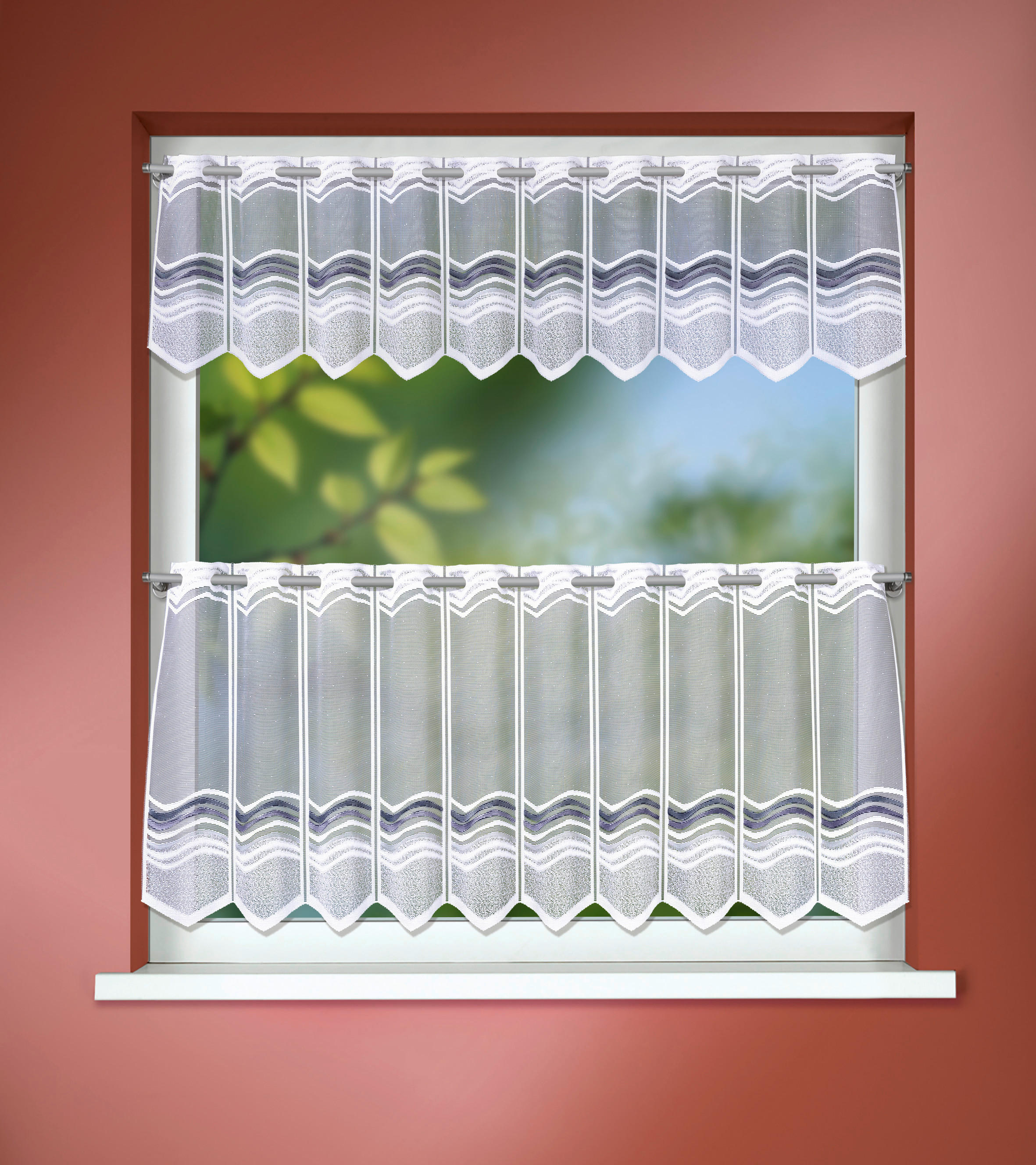 Thumbnail - POCOline Scheibengardine Juist grau B/L: ca. 140x45 cm