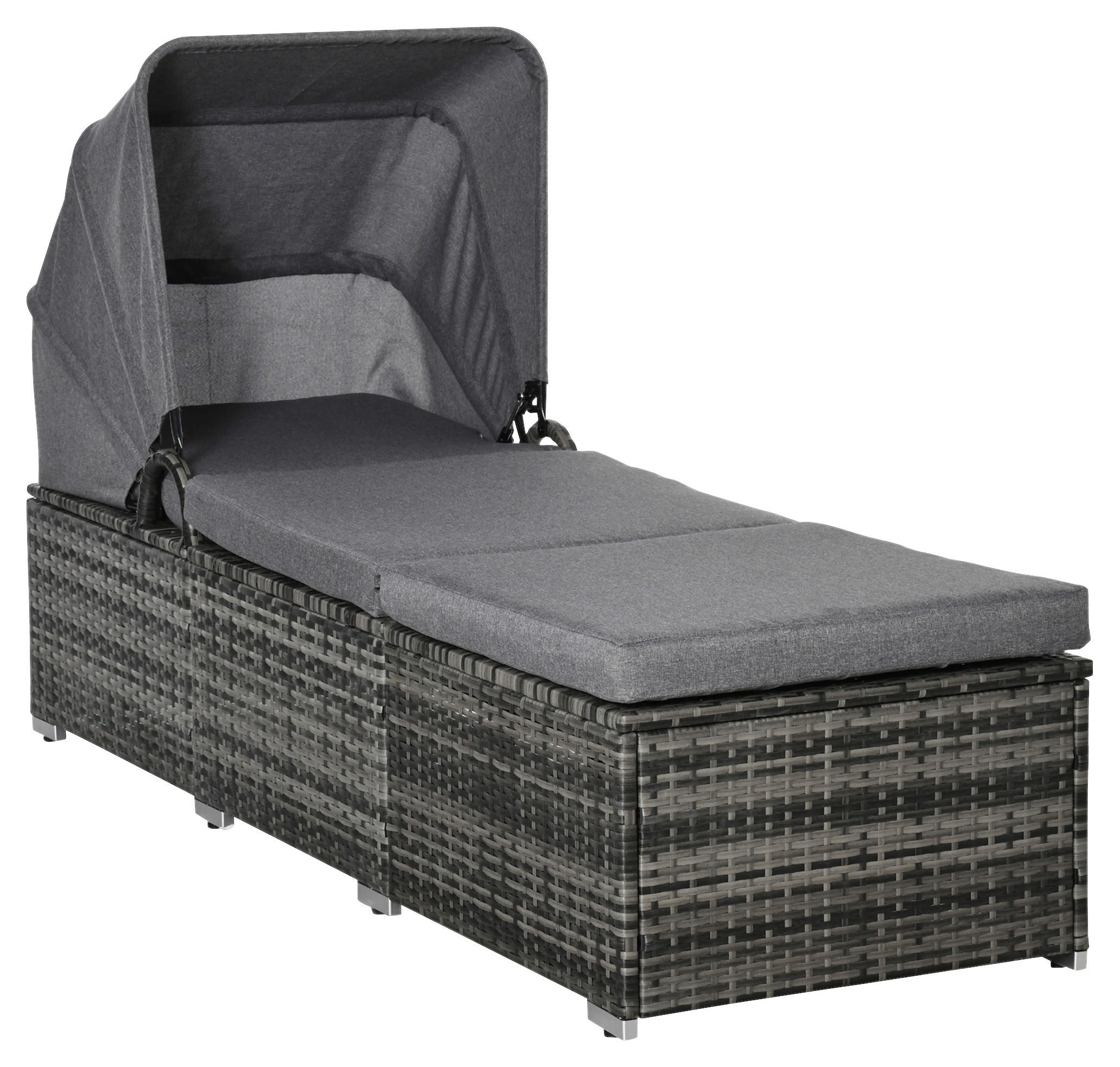 Outsunny Gartenliege grau Edelstahl B/H/L: ca. 65x195x40 cm Lounge_Sessel - grau (40,00/65,00/195,00cm) - Outsunny
