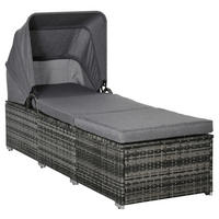 Outsunny Gartenliege grau Edelstahl B/H/L: ca. 65x195x40 cm Lounge_Sessel - grau (40,00/65,00/195,00cm) - Outsunny
