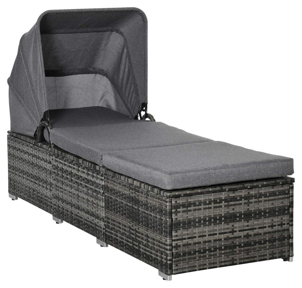 Outsunny Gartenliege grau Edelstahl B/H/L: ca. 65x195x40 cm Lounge_Sessel - grau (40,00/65,00/195,00cm) - Outsunny