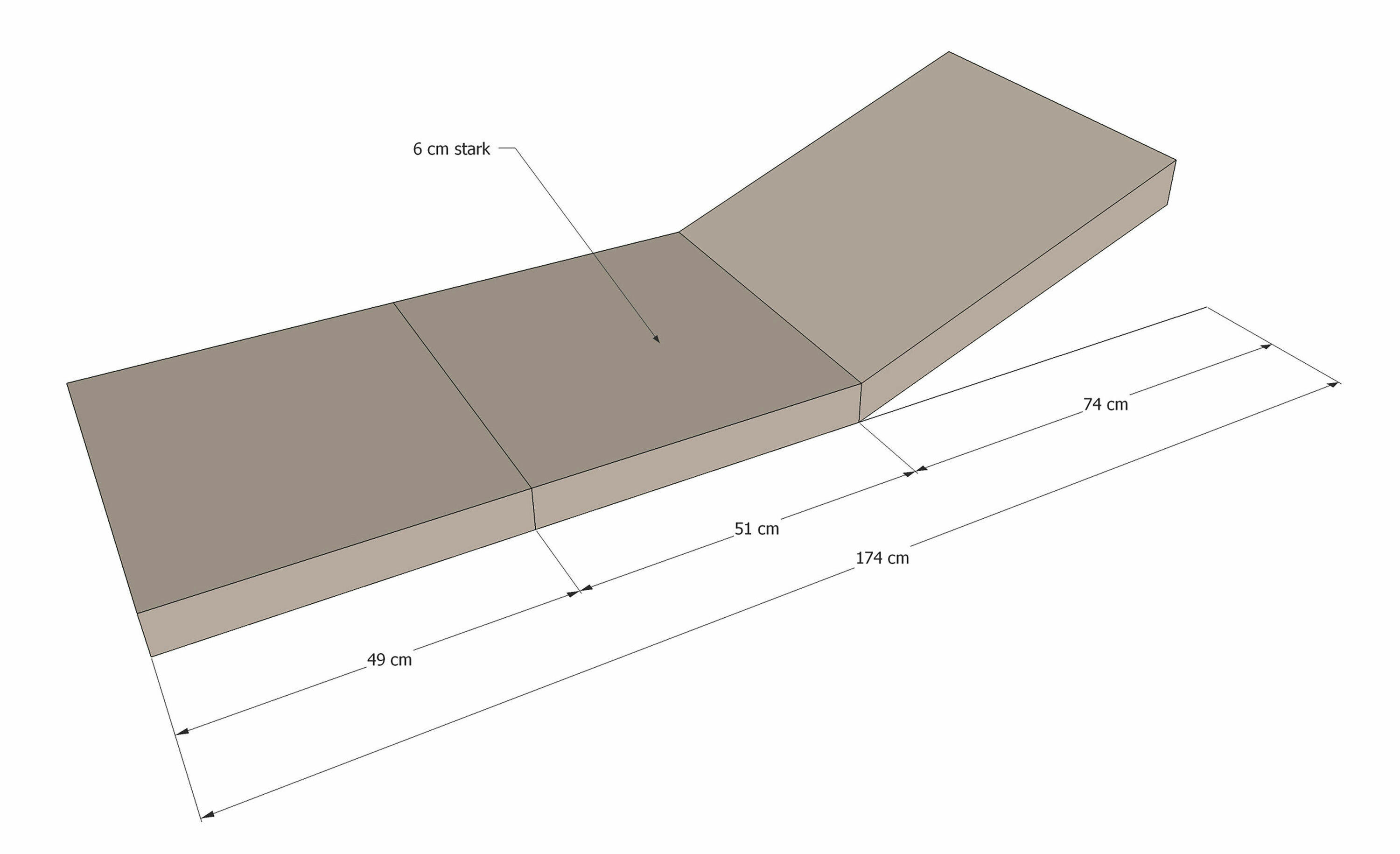 Grasekamp Auflagesessel sand Polyester-Mischgewebe B/H/L: ca. 48x6x177 cm Auflagesessel - sand (177,00/48,00/6,00cm)