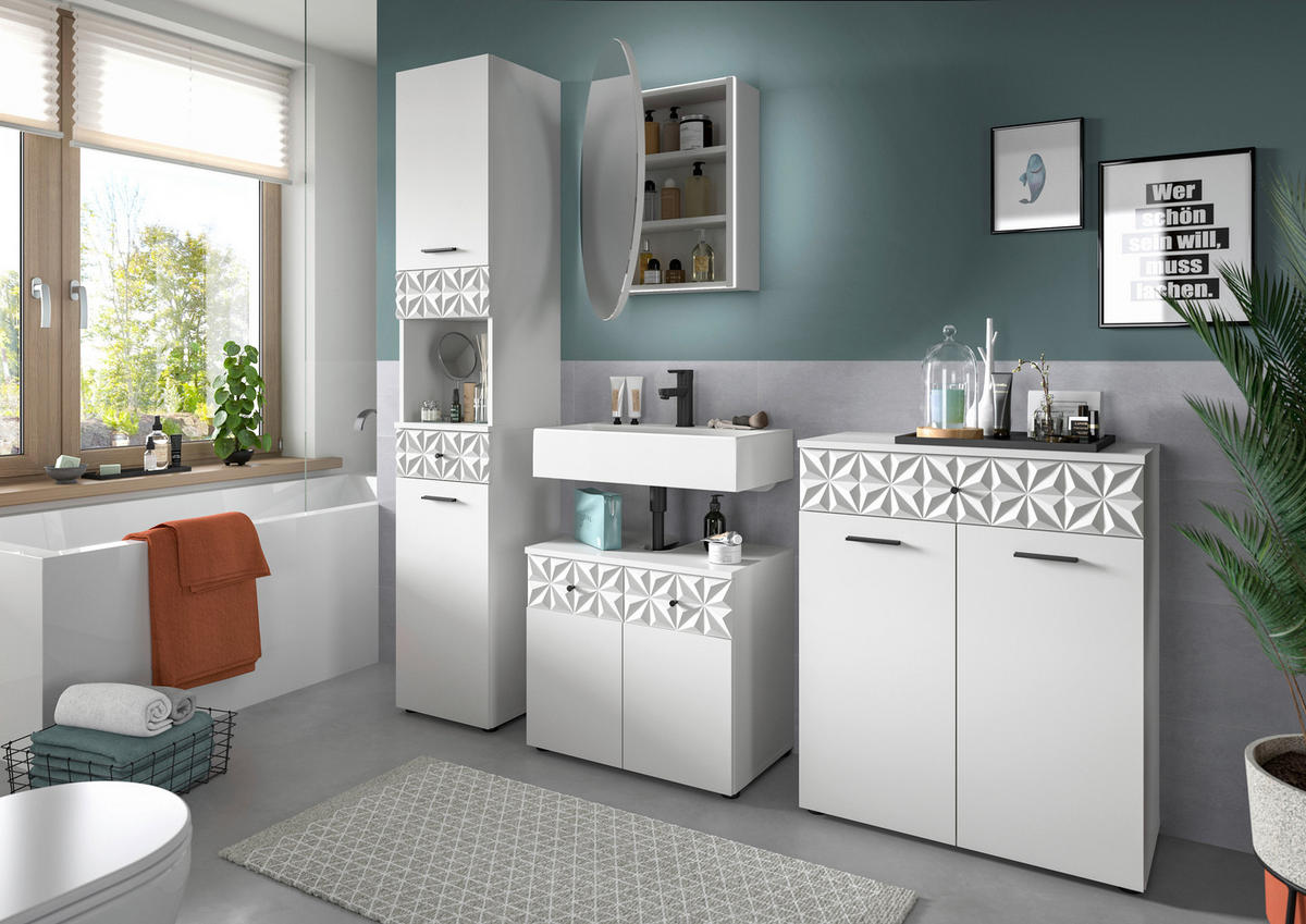 Badezimmer-Set Prisma weiß B/H/T: ca. 195x187x37 cm Prisma - weiß (195,00/187,00/37,00cm) - xonox.home