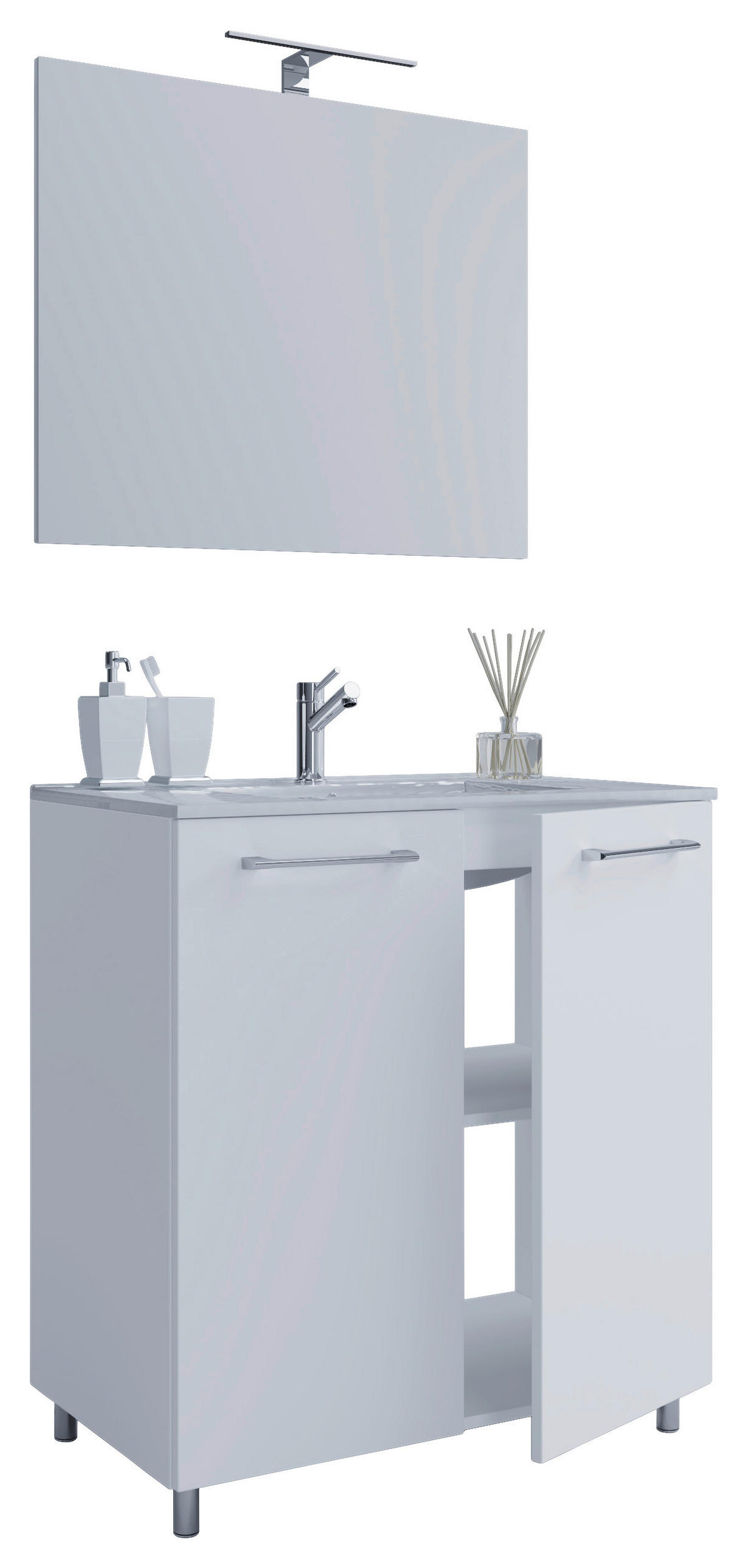 Waschplatz 3tlg-Gilos weiß B/H/T: ca. 60x86x46 cm 3tlg-Gilos - weiß (60,00/86,00/46,00cm) - VCM Möbel