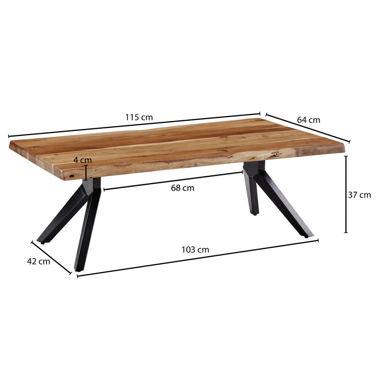 Couchtisch braun B/H/T: ca. 64x37x115 cm Couchtisch - braun (64,00/37,00/115,00cm) - Wohnling