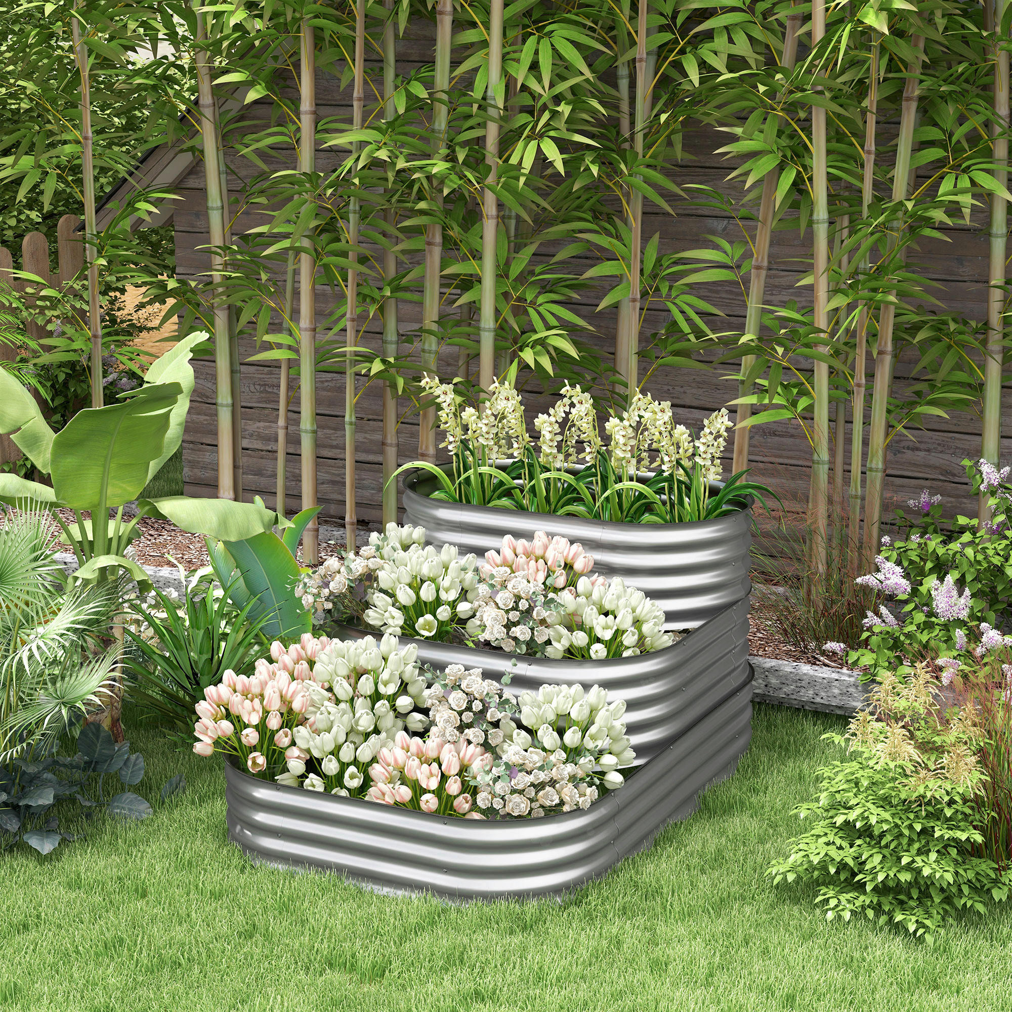 Thumbnail - Outsunny Hochbeet silber Polypropylen B/H/L: ca. 109x158x82 cm