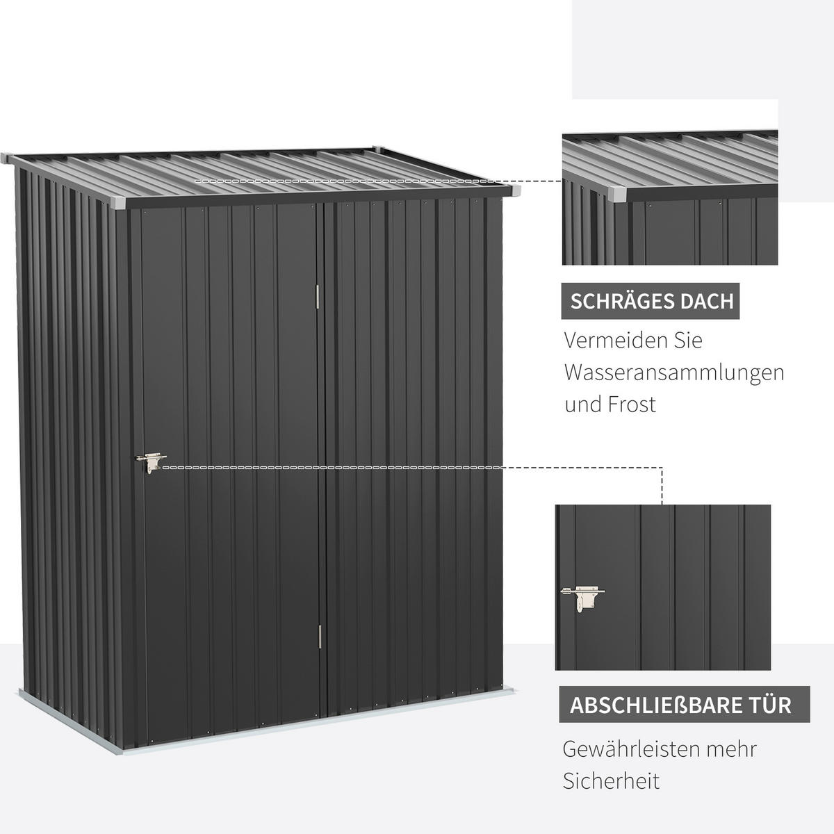 Outsunny Gartenhaus schwarz B/H/L: ca. 94,5x196x161,5 cm Gartenhaus - schwarz (161,50/94,50/196,00cm) - Outsunny