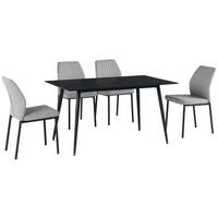 Tischgruppe Palma schwarz Steinzeug B/H/T: ca. 140x75x80 cm Palma - hellgrau/schwarz (140,00/75,00/80,00cm)