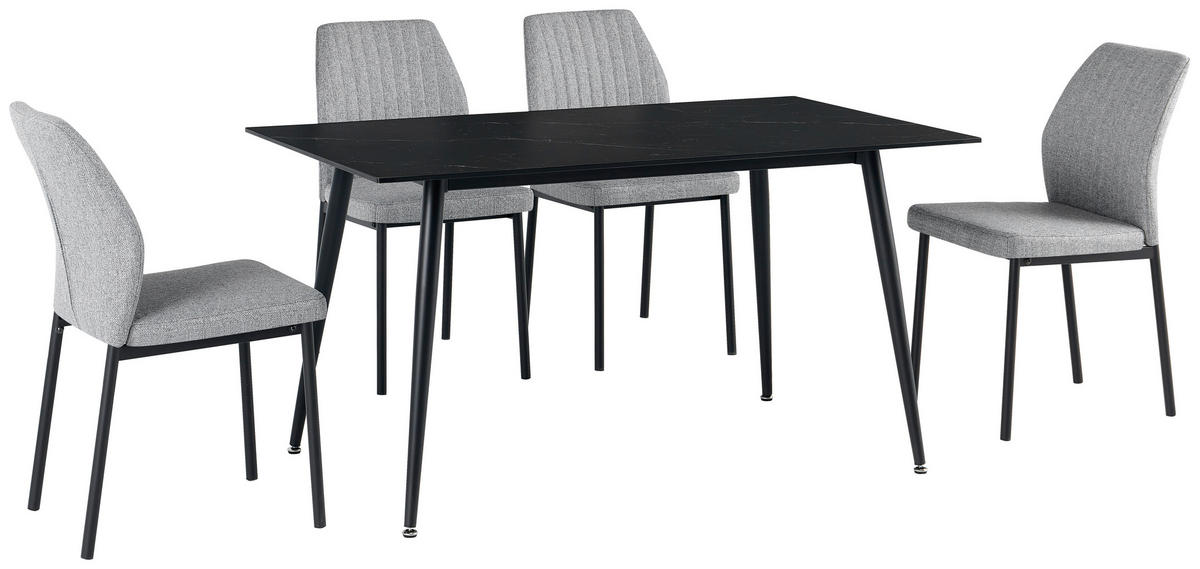 Tischgruppe Palma schwarz Steinzeug B/H/T: ca. 140x75x80 cm Palma - hellgrau/schwarz (140,00/75,00/80,00cm)