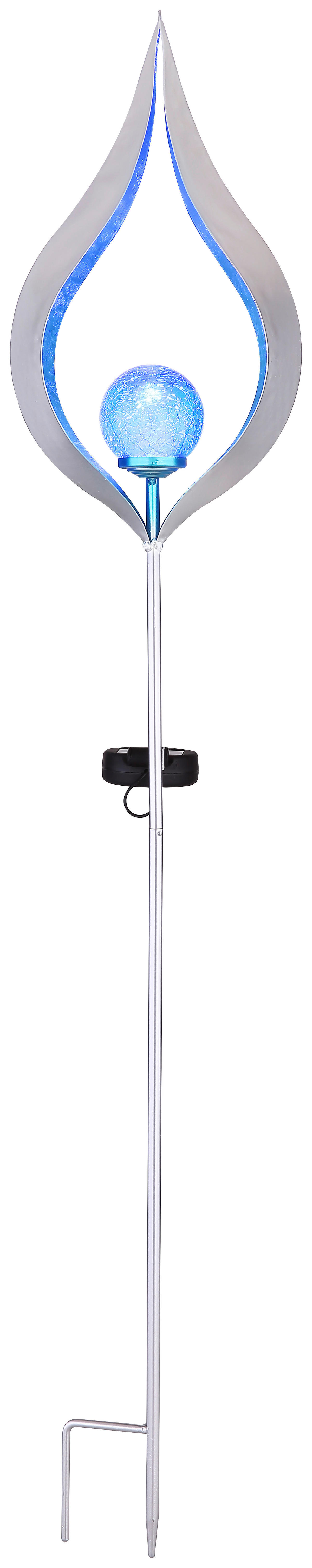 Solarleuchte 33467B silber blau Metall Glas H: ca. 90 cm LED-Solarleuchte_Solar - blau/silber (90,00cm) - GLOBO