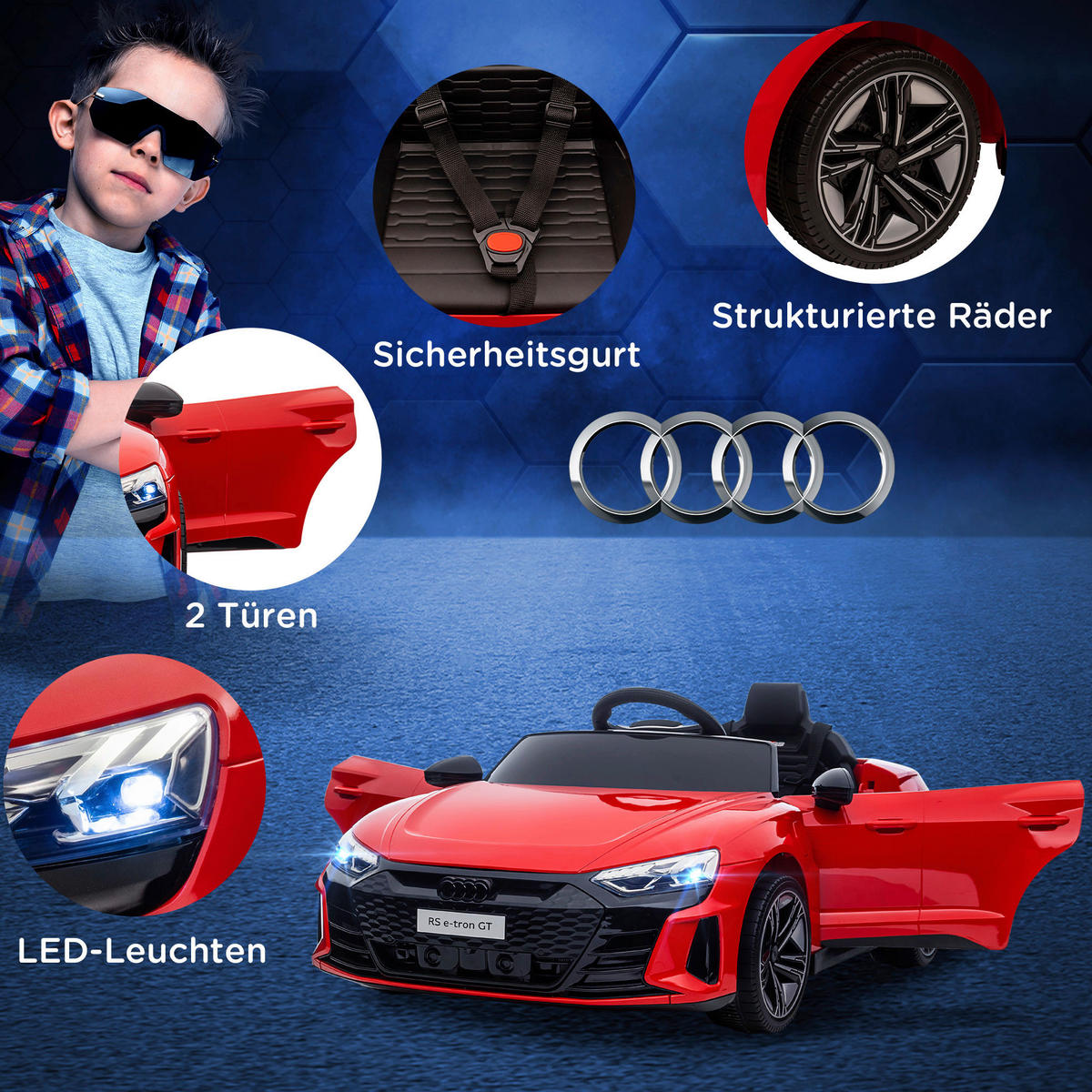 HOMCOM Kinder-Elektroauto rot B/H/L: ca. 58x41x103 cm Kinder Elektroauto - rot (103,00/58,00/41,00cm) - HOMCOM