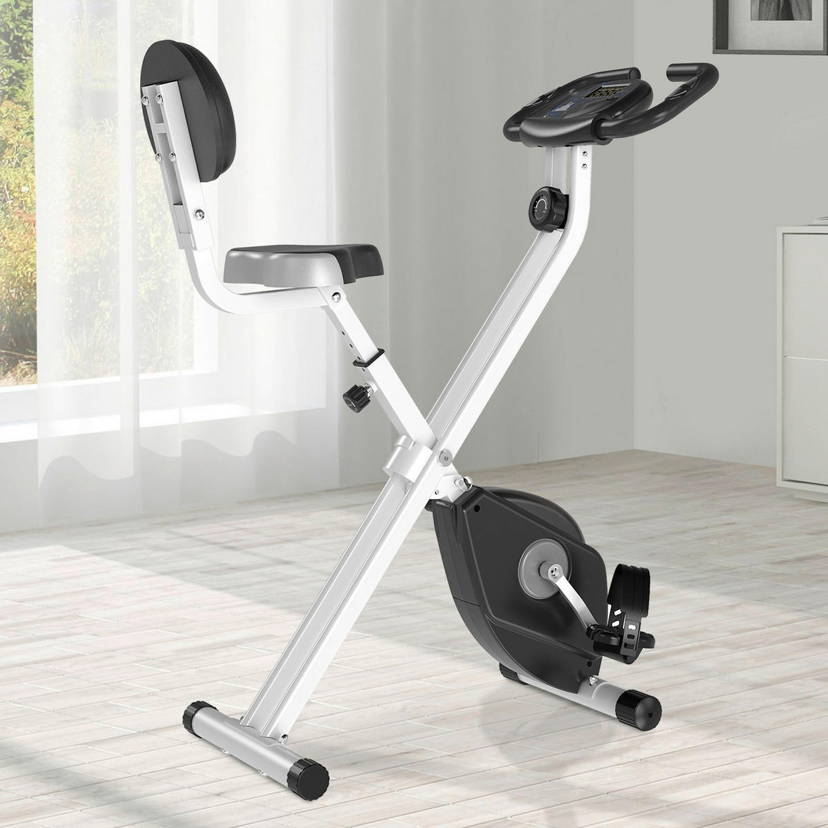 HOMCOM Fahrradtrainer schwarz Stahl B/H/T: ca. 43x109x97 cm Fahrradtrainer - schwarz/silber (43,00/109,00/97,00cm) - HOMCOM