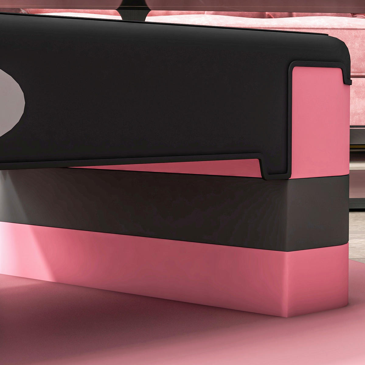 HOMCOM Steppbrett rosa Kunststoff B/H/L: ca. 31x20x80 cm Steppbrett - schwarz/rosa (80,00/31,00/20,00cm) - HOMCOM