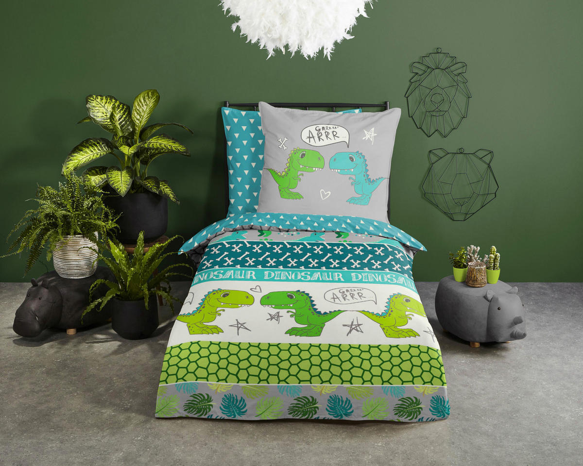 Baumwoll Bettwäsche Dinosaur Renforce Dinosaur - Multi (135,00/200,00cm) - Good Morning