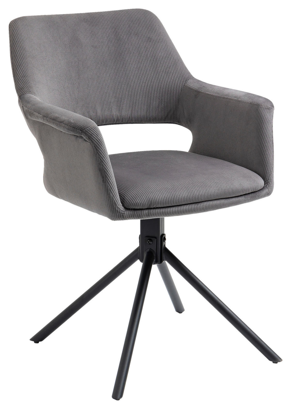 Stuhl ELEONORE 2er-Set grau schwarz Stoff Metall B/H/T: ca. 57x84x61 cm ELEONORE 2er-Set - schwarz/grau (57,00/84,00/61,00cm) - byLIVING