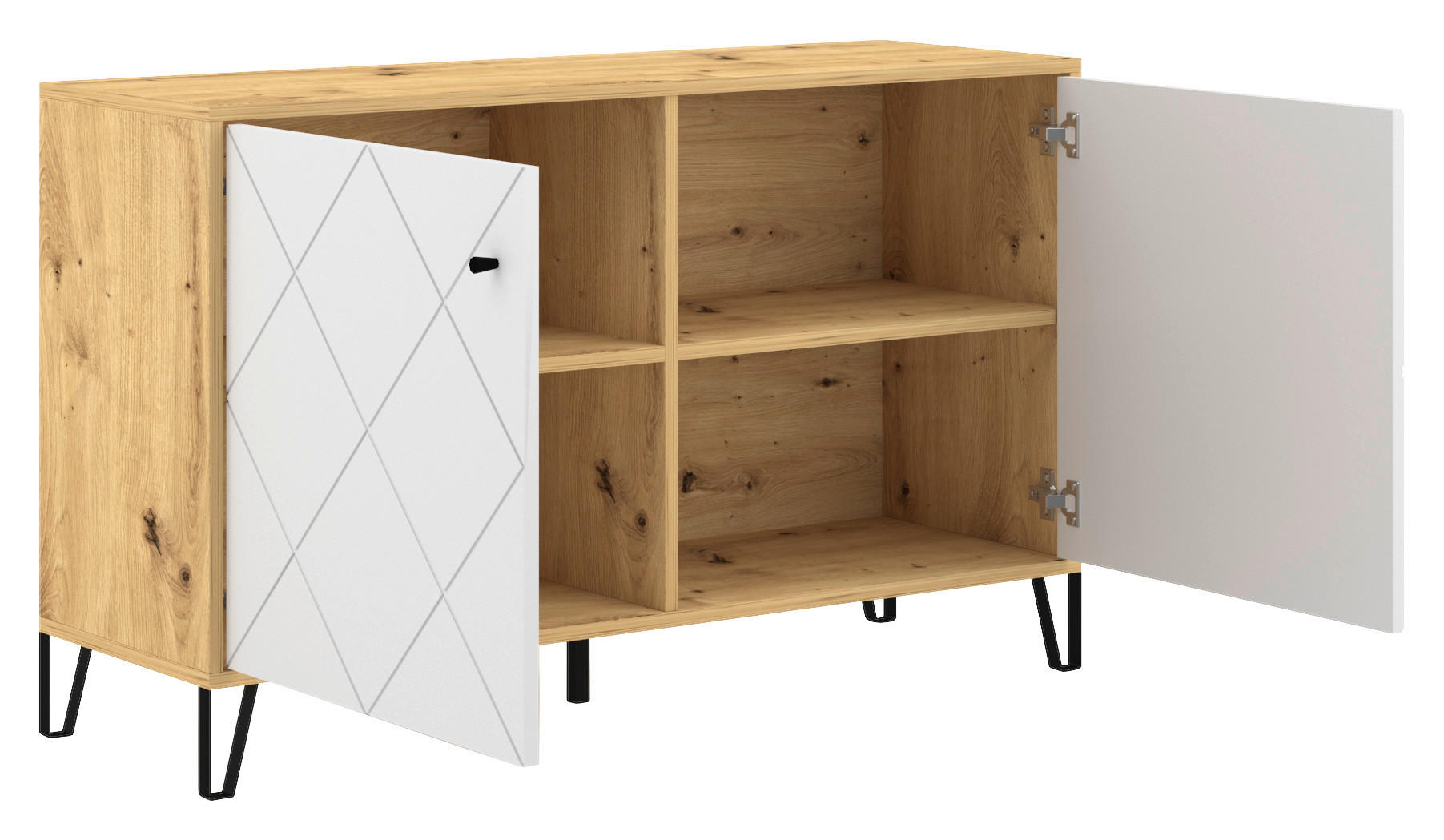 Kommode BILBAO Eiche Artisan Nachbildung weiß matt B/H/T: ca. 123,4x75,2x40 cm BILBAO - Eiche/weiß (123,40/75,20/40,00cm) - WIPMEB