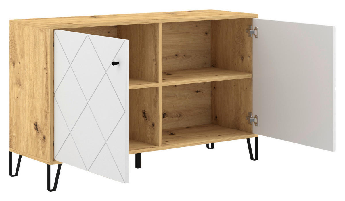 Kommode BILBAO Eiche Artisan Nachbildung weiß matt B/H/T: ca. 123,4x75,2x40 cm BILBAO - Eiche/weiß (123,40/75,20/40,00cm) - WIPMEB