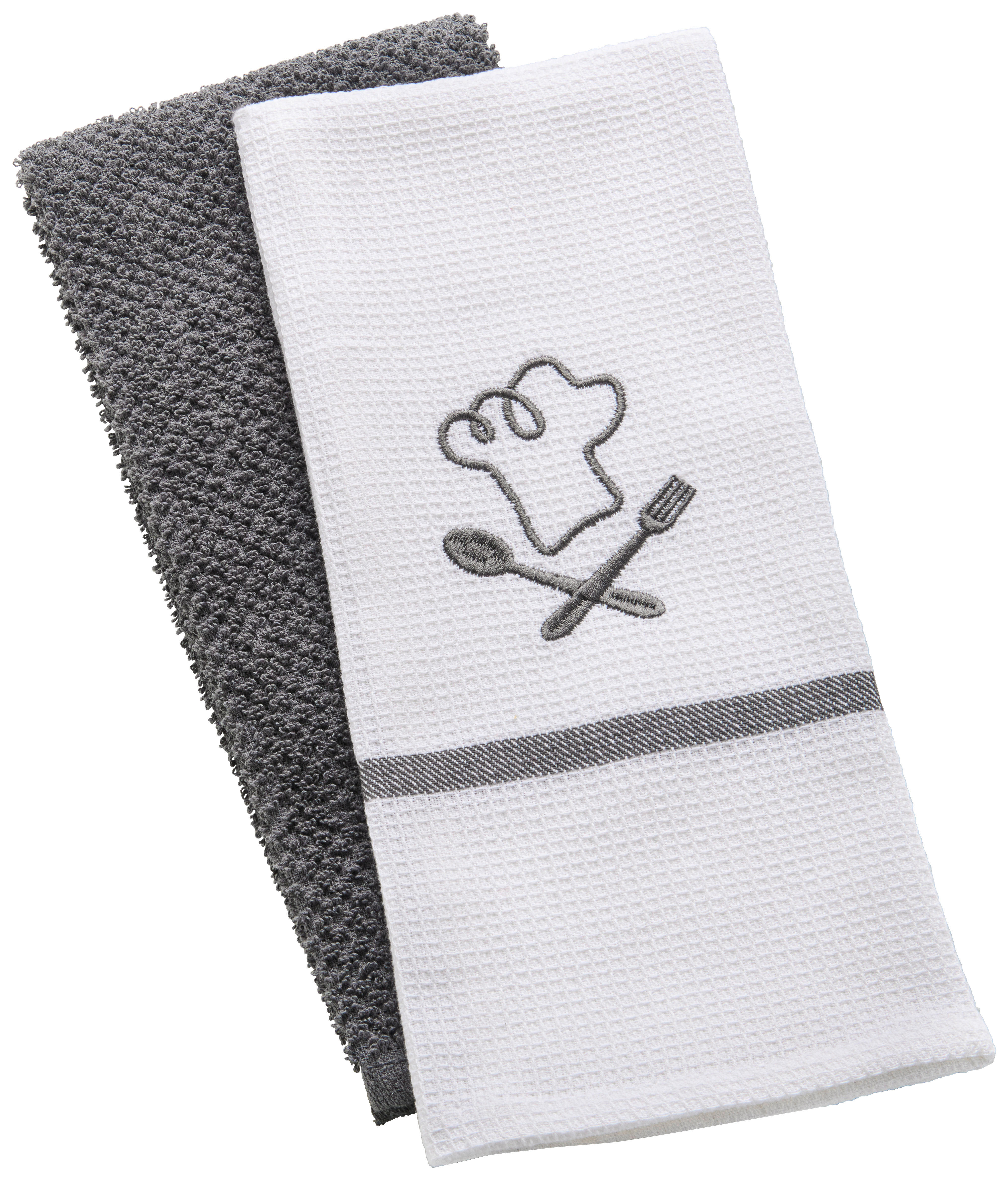 Geschirrtuch Geschirrtuch_2erPack_Kochlöffel - weiß/anthrazit (45,00/70,00cm) - POCOline
