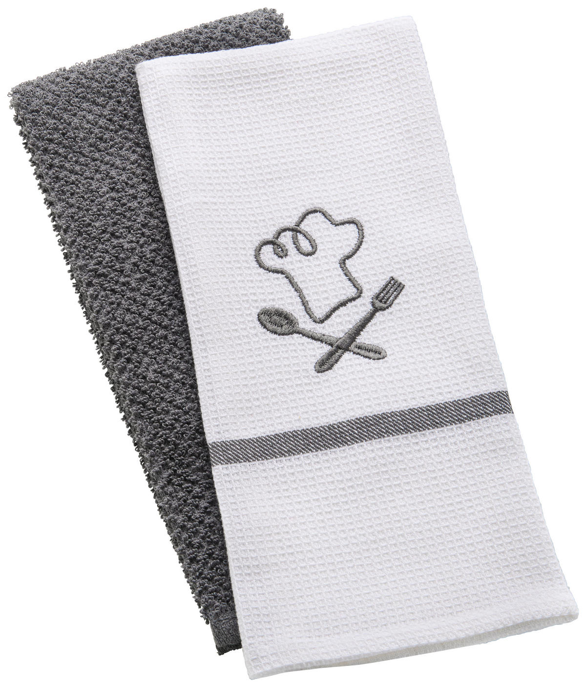 Geschirrtuch Geschirrtuch_2erPack_Kochlöffel - weiß/anthrazit (45,00/70,00cm) - POCOline