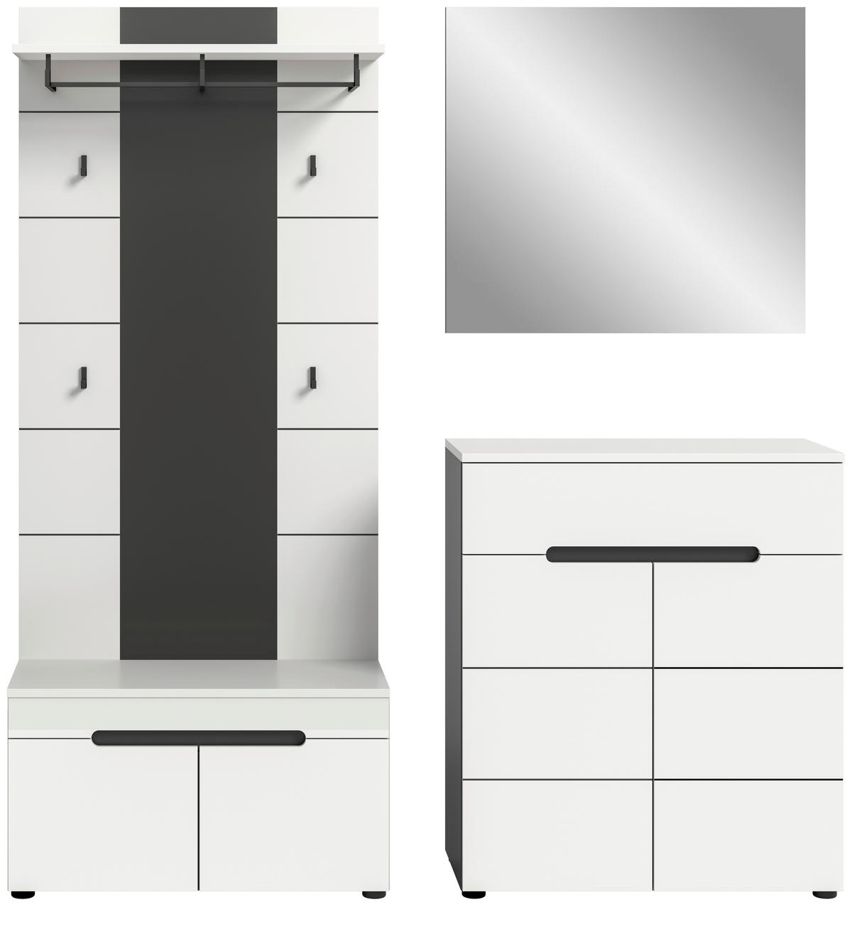 Garderobe Canu basaltgrau Nachbildung weiß B/H/T: ca. 175x190x37 cm Canu - weiß/basaltgrau (175,00/190,00/37,00cm) - xonox.home