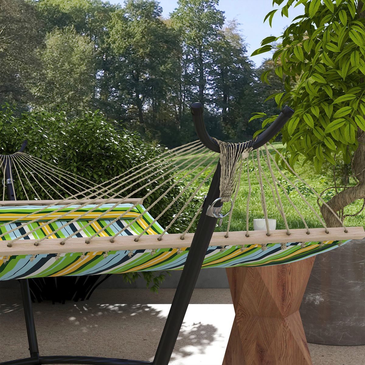 Outsunny Hängemattengestell schwarz Polypropylen B/H/L: ca. 120x290x115 cm Hängemattengestell - schwarz (115,00/120,00/290,00cm) - Outsunny