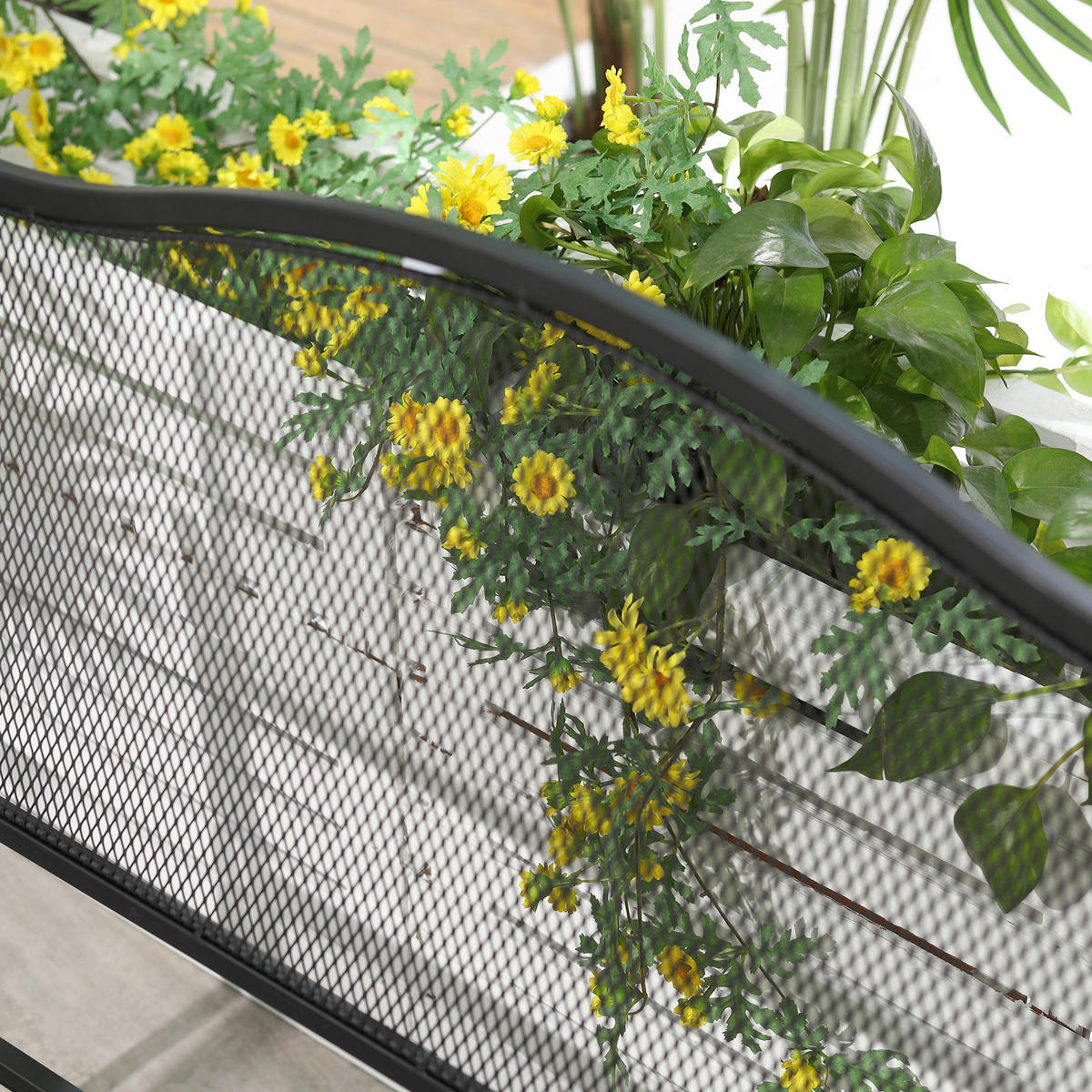 Outsunny Gartenbank schwarz Metall B/H/L: ca. 58x98x113 cm Gartenbank - schwarz (113,00/58,00/98,00cm) - Outsunny