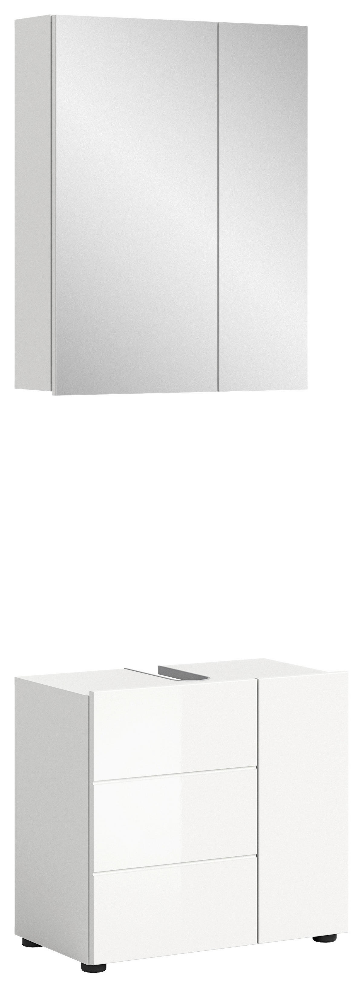 Badezimmer-Set VIRA weiß weiß Hochglanz B/H/T: ca. 60x190x34 cm VIRA - weiß (60,00/190,00/34,00cm) - xonox.home