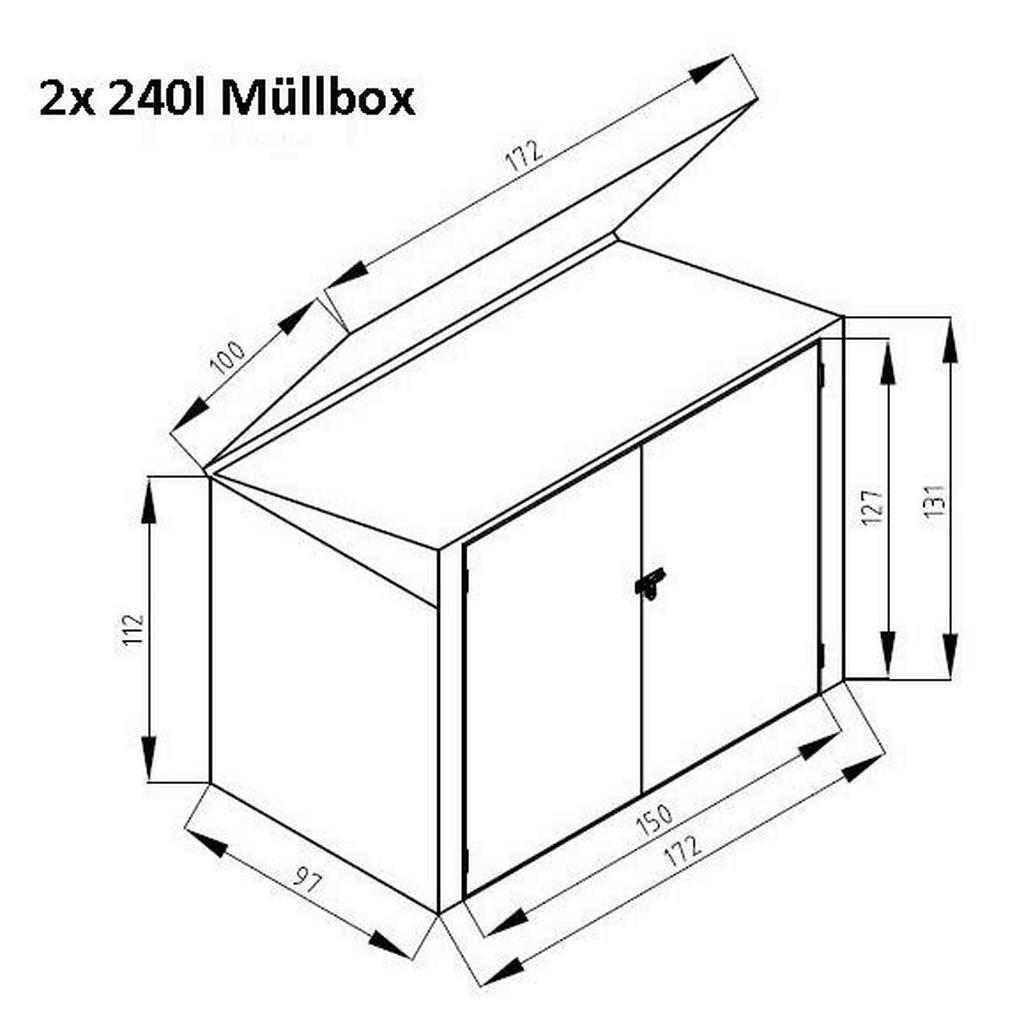 Thumbnail - Westmann Mülltonnenbox 5x3 anthrazit B/H/T: ca. 172x131x100 cm