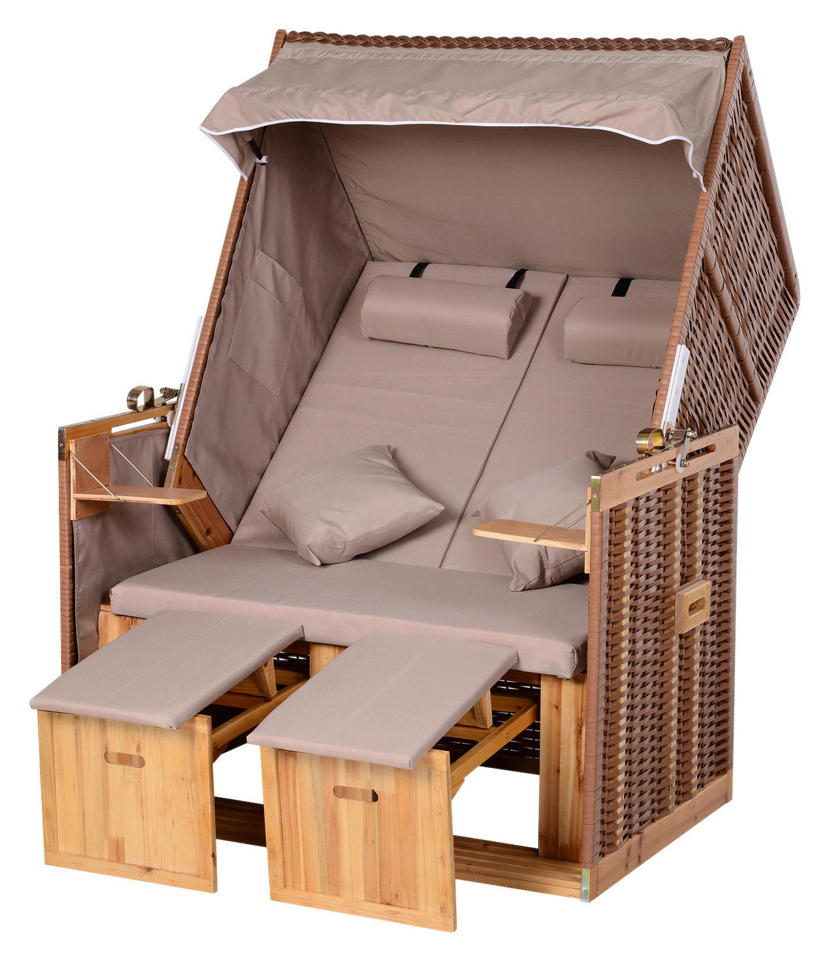 Outsunny Strandkorb hellbraun Metall B/H/T: ca. 118x150x79 cm Strandkorb - hellbraun (118,00/150,00/79,00cm) - Outsunny