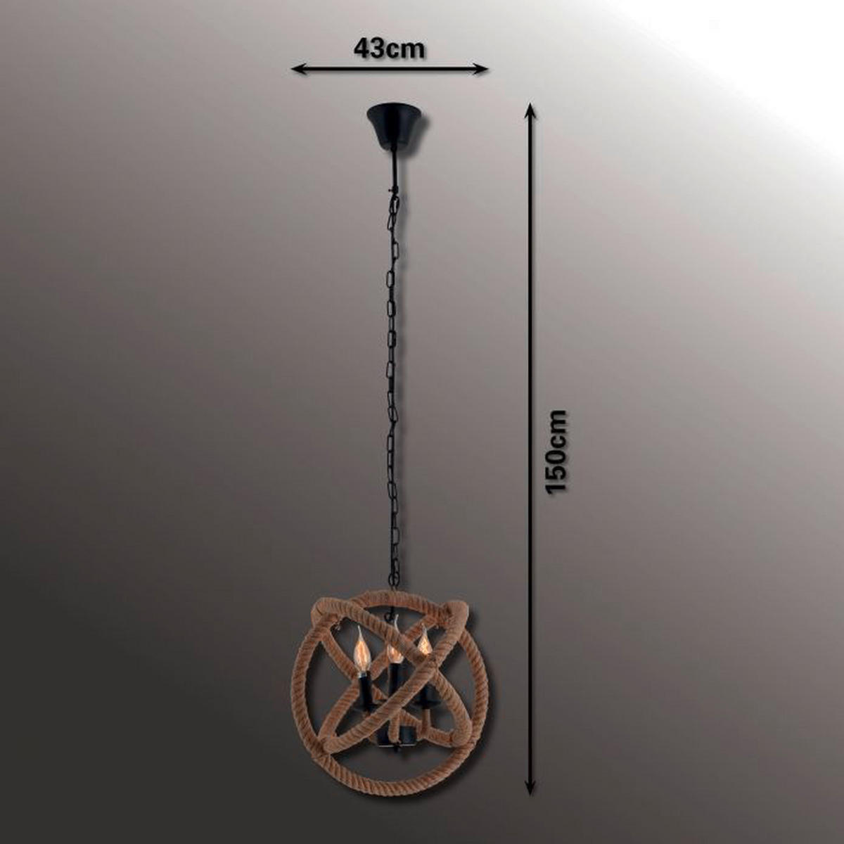 Näve Leuchten Pendelleuchte braun natur Holz Metall H/D: ca. 150x43 cm E14 3 Brennstellen Regia - braun/natur (43,00/150,00cm) - Näve Leuchten