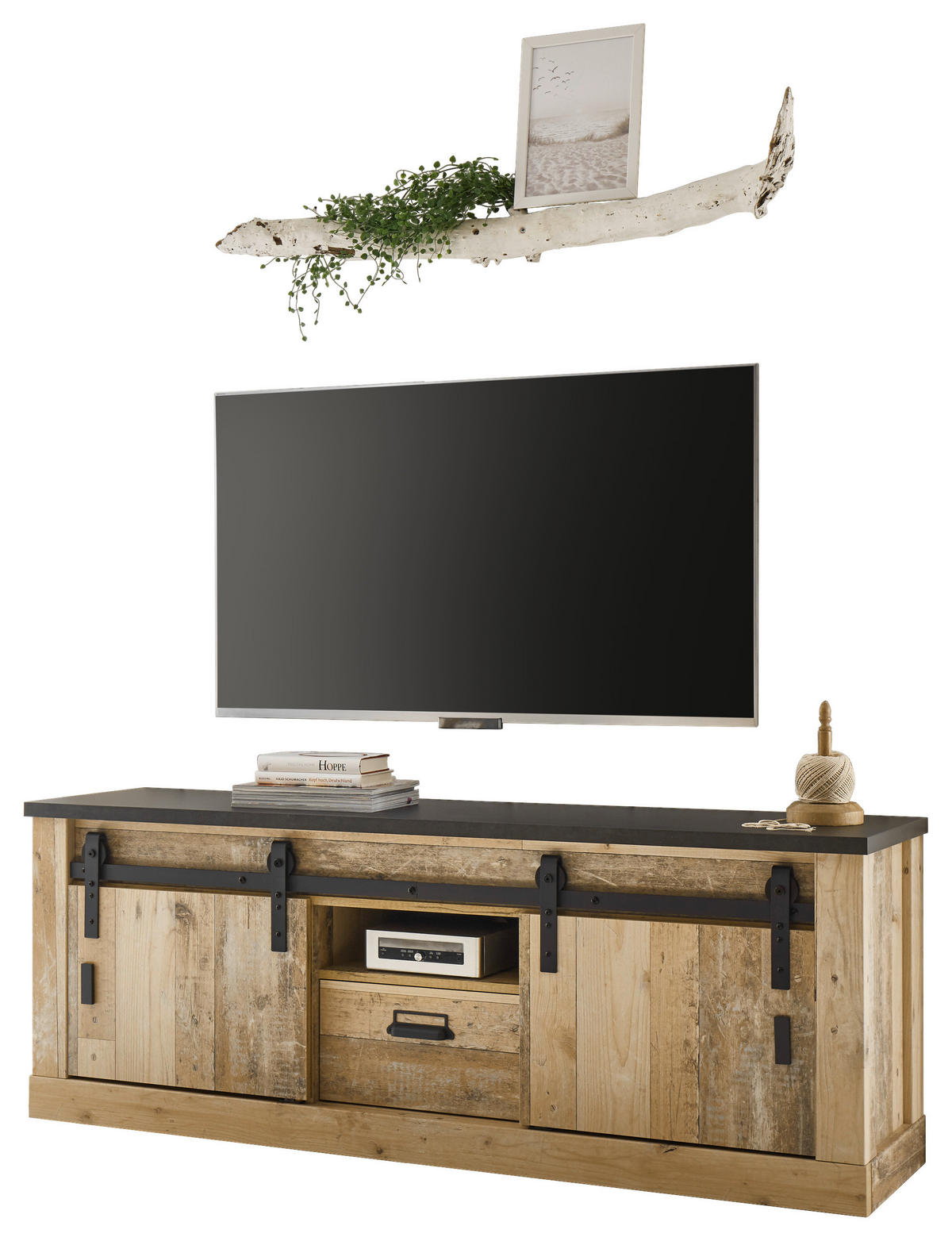 TV-Lowboard Sherwood B/H/T: ca. 160x60x42 cm Sherwood - Eiche/anthrazit (160,00/60,00/42,00cm)
