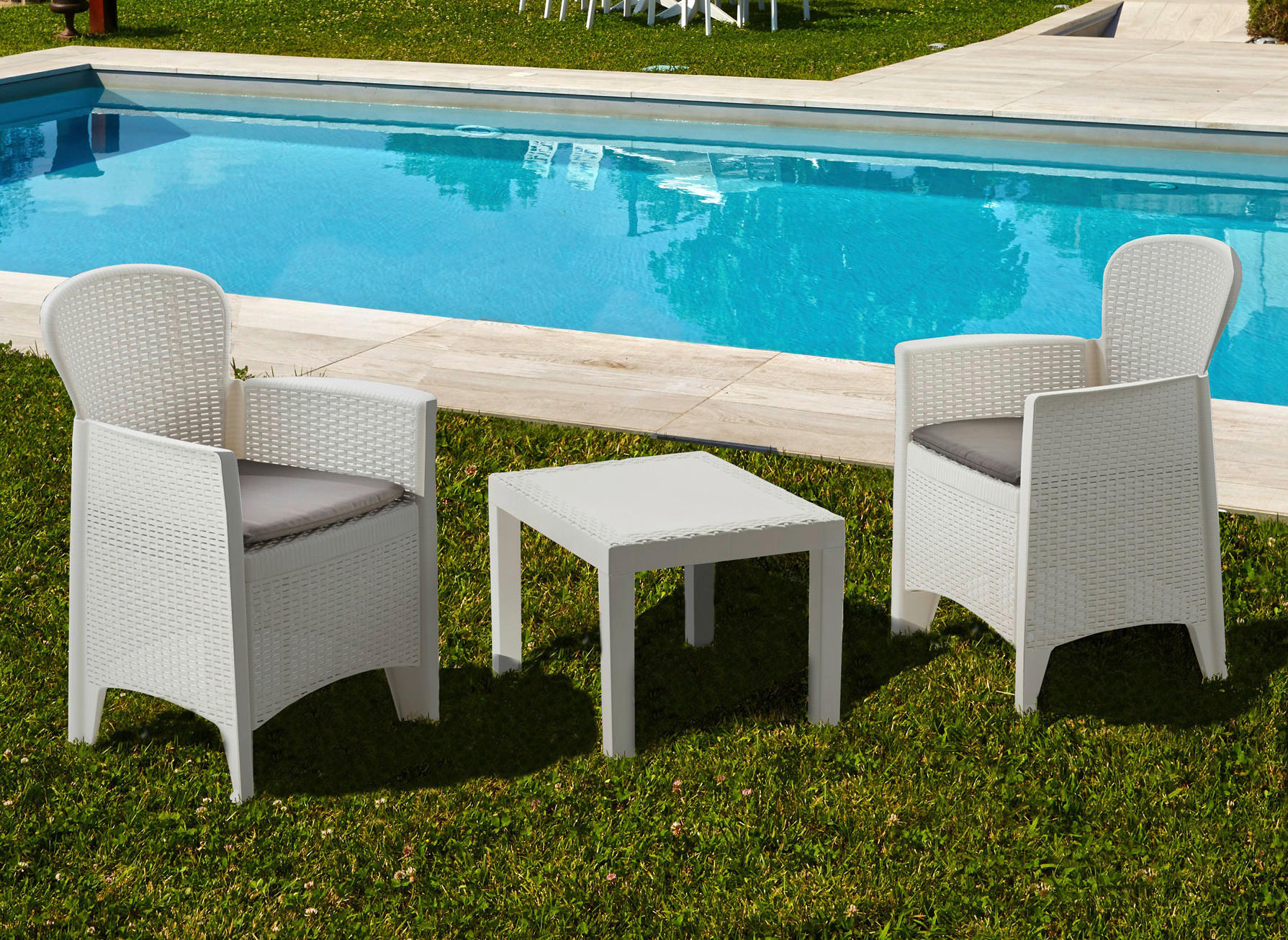 ProGarden Balkonset Akita weiß Kunststoff B/H/L: ca. 47x40x60 cm Akita - weiß (60,00/47,00/40,00cm) - ProGarden