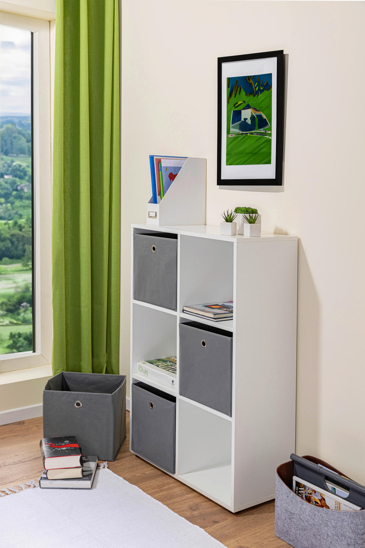 Bücherregal Nuoro weiß beschichtet Nachbildung B/H/L: ca. 33x110x70,2 cm Nuoro - weiß (70,20/33,00/110,00cm) - Inter Link