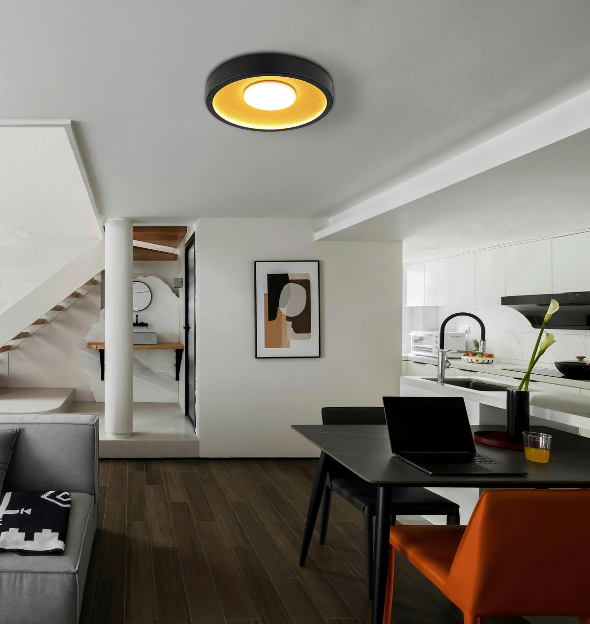 GLOBO Deckenventilator Deckenleuchte-Woki - gold/schwarz (42,50/11,00/42,50cm) - GLOBO